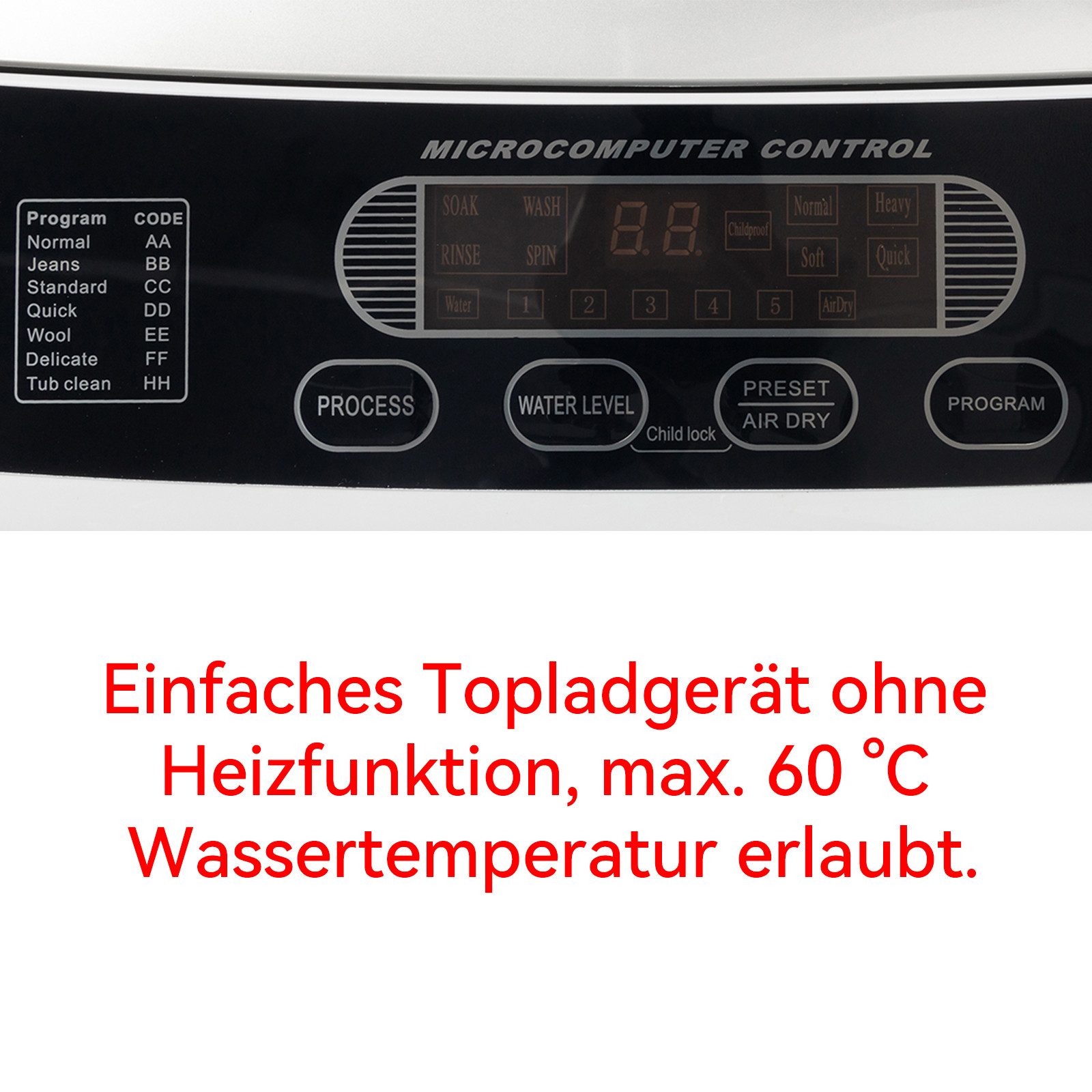 LALAHO Waschmaschine Toplader XQB70-168, 26-Minuten-Schnellwaschgang