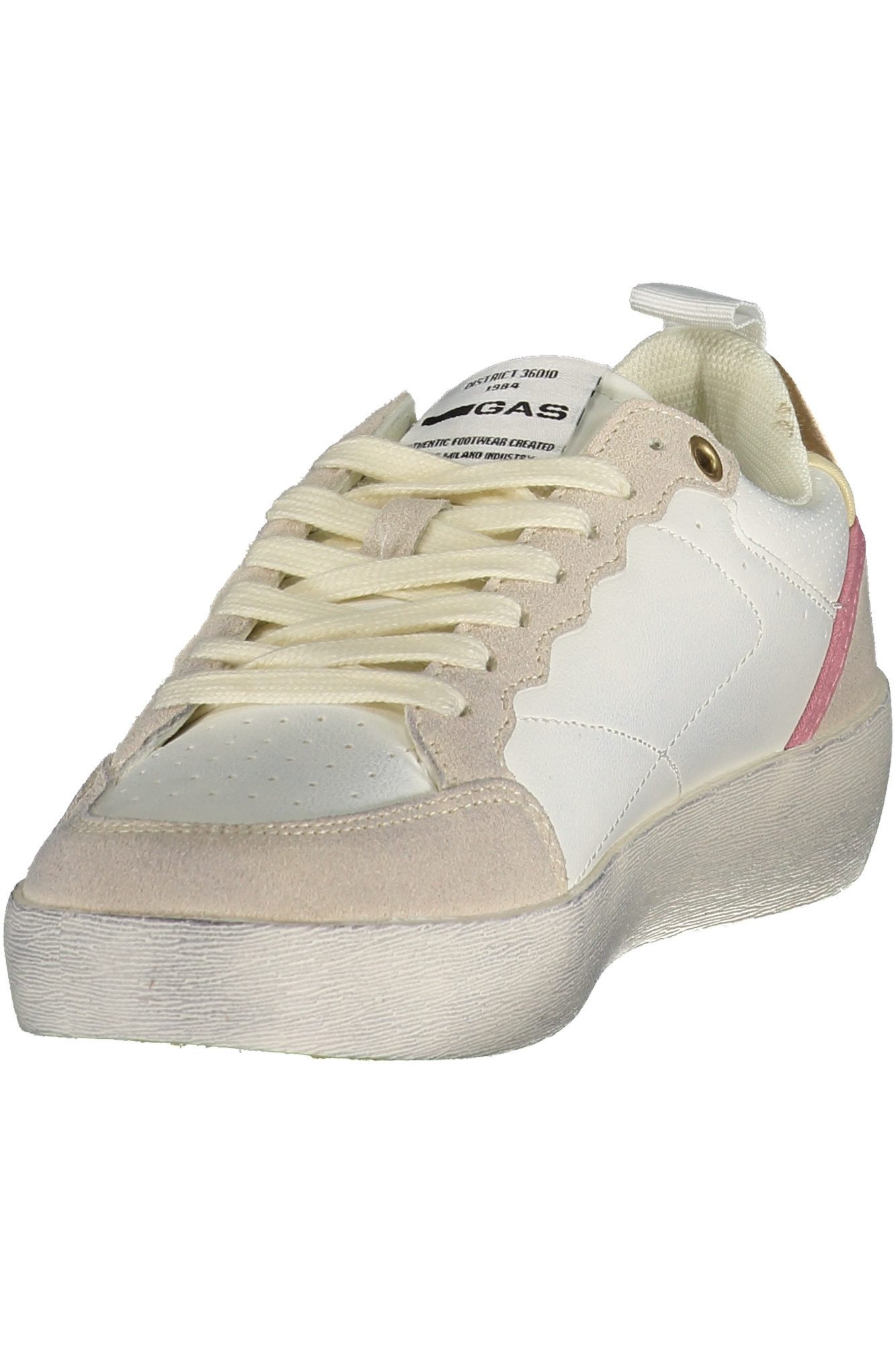 GAS Sneaker Damen Sportschuh in Weiß mit Rosa/Gold Akzenten