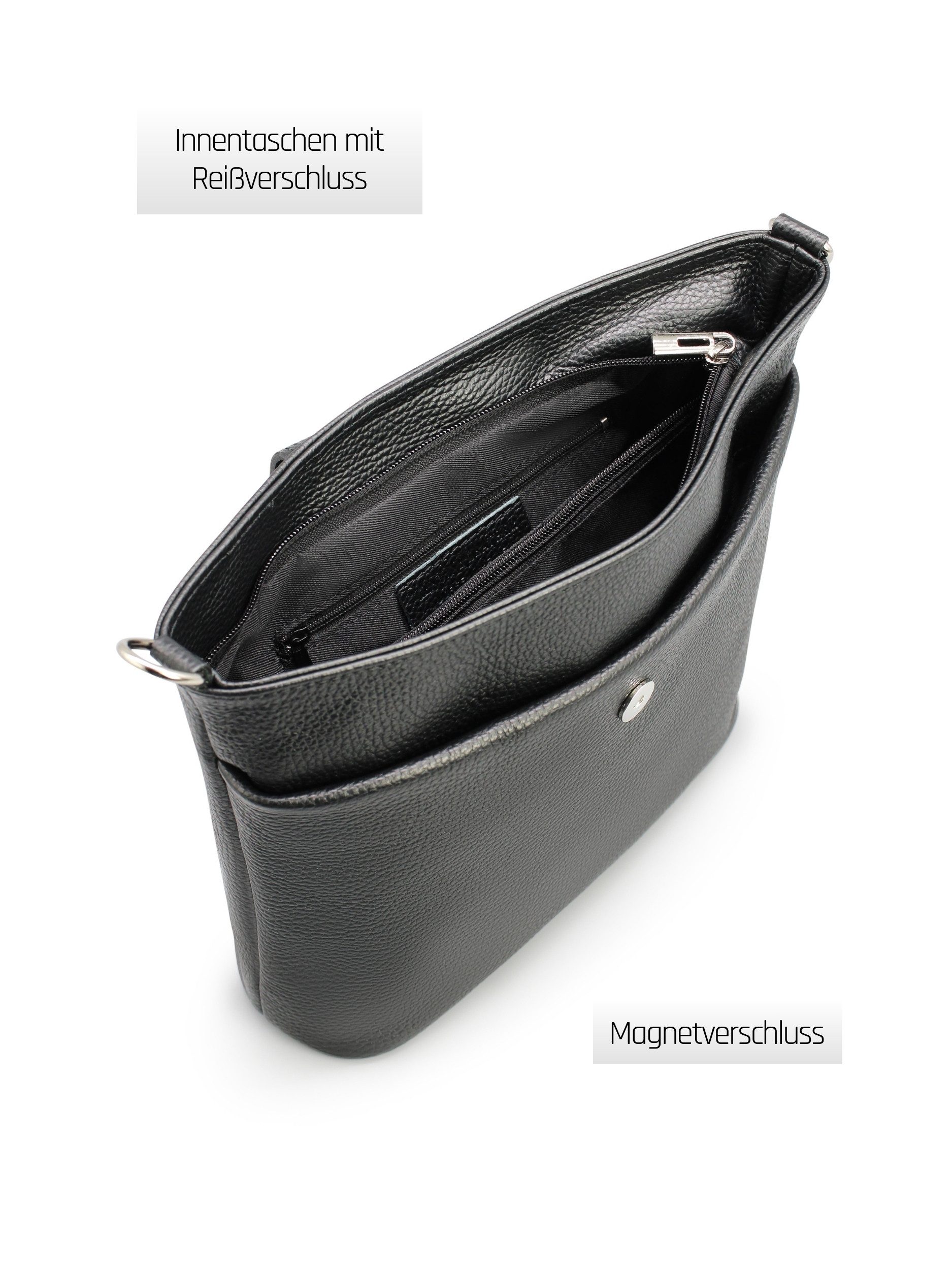 Adel Bags Schultertasche SARA Umhängetasche für Damen, Schultertasche aus Echtleder, 20 Farboptionen, Hergestellt in Italien, mit 2 Riemen