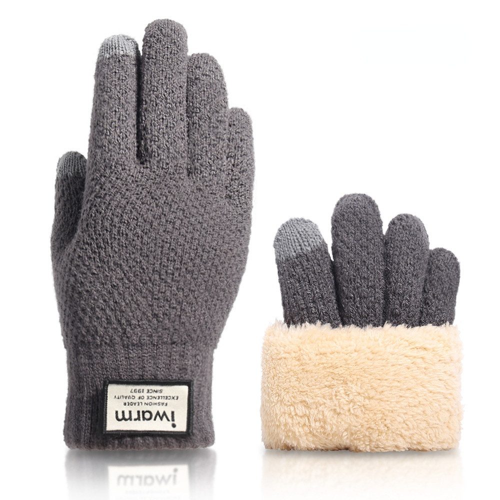 Blusmart Strickhandschuhe Strickhandschuhe für den Winter mit Touchscreen (Doppel-schicht Warme, Einheitsgröße, Unisex) Für Radtouren im Freien, warme Strickhandschuhe