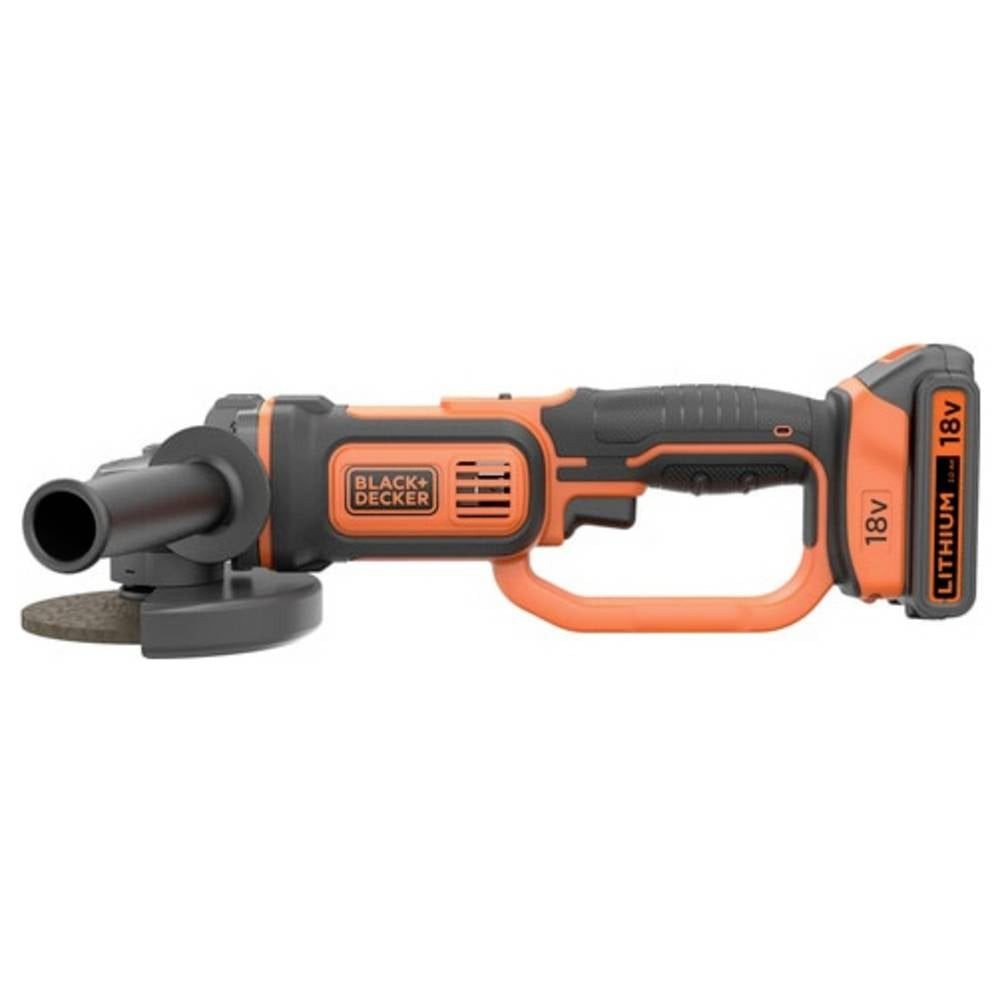 Black + Decker Winkelschleifer Akku-Winkelschleifer 125 mm inkl. Akku, inkl. Ladegerät, mit Zubehör, inkl. Akku, inkl. Ladegerät, mit Zubehör