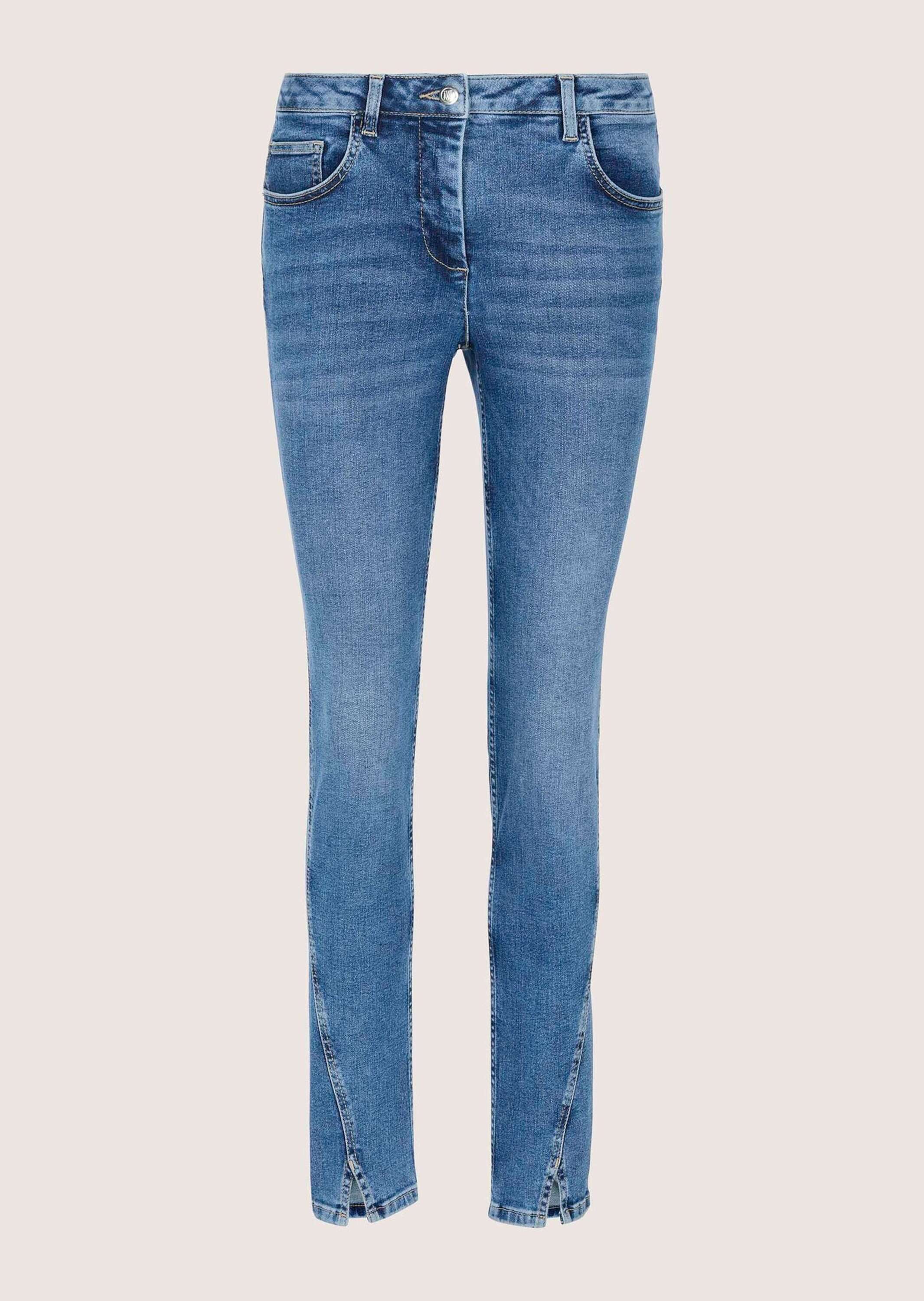 Gerade Jeans Skinnyjeans mit asymmetrischer Naht
