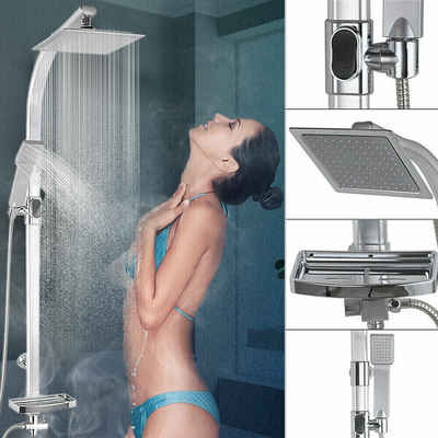 LEPO Duschsystem Regendusche Duschsystem Duschset Duschgarnitur mit Ablage, 1 Strahlart(en), Frei Schläuche