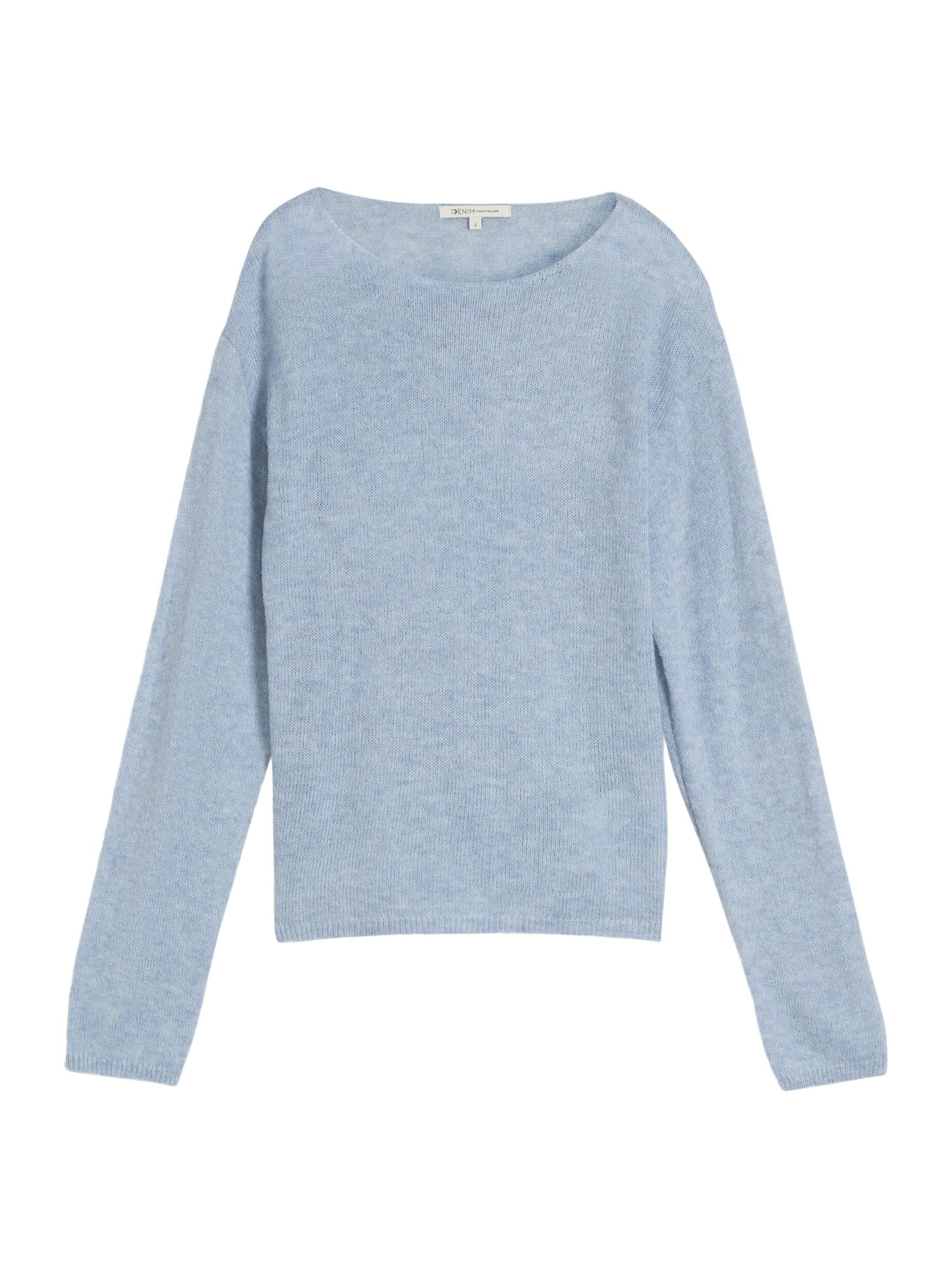 TOM TAILOR Denim Strickpullover H blau,Basic,Polyester,Unifarben,U-Boot,Langarm,Regular Fit