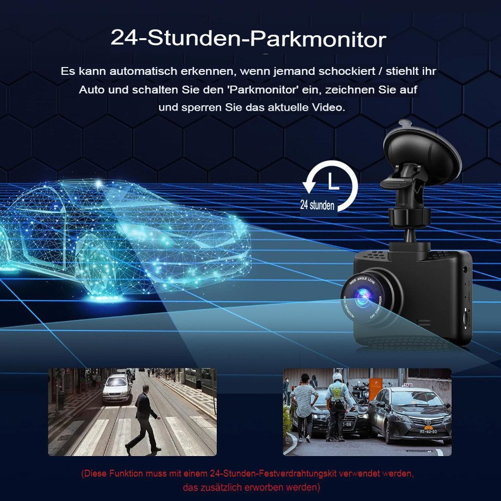 Vivitar FHD 1080P DASHCAM, 2,5-Zoll-IPS-Bildschirm mit 32 GB SD-Karte Dashcam (12MP 170Grad Weitwinkelobjektiv in Full HD 1920x1080, Powerline, WDR, Loop-Aufnahme, Parkmonitor, G-Sensor, Bewegungserkennung)