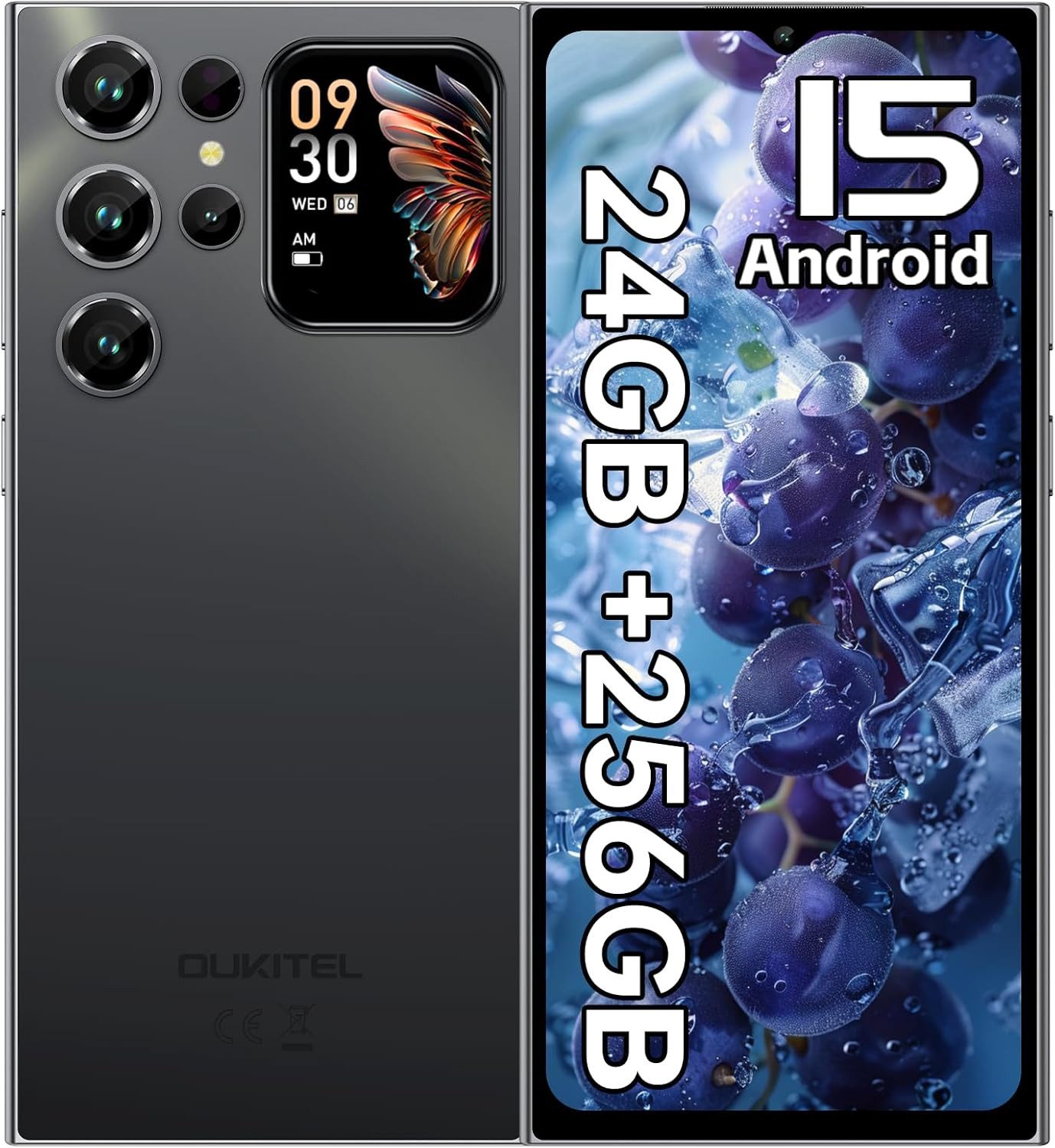 OUKITEL C62 Pro Android 15 Smartphone (17,48 cm/6.88 Zoll, 256 GB Speicherplatz, 13 MP Kamera, 5150mAh, 24(8+16)GB+256GB /1TB, 6.88" HD+ 90Hz, NFC, GPS, Face Unlock)