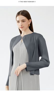 RUZU UG Sweatblazer Hemdbluse Schlichter Langärmeliger Slim-Mantel Damen