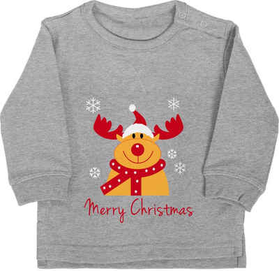 Shirtracer Sweatshirt Merry Christmas Rentier - Weihnachten Kleidung Baby - Baby Pullover baby 18 monate - weihnachtspulli junge - weihnachtspullover rudolf