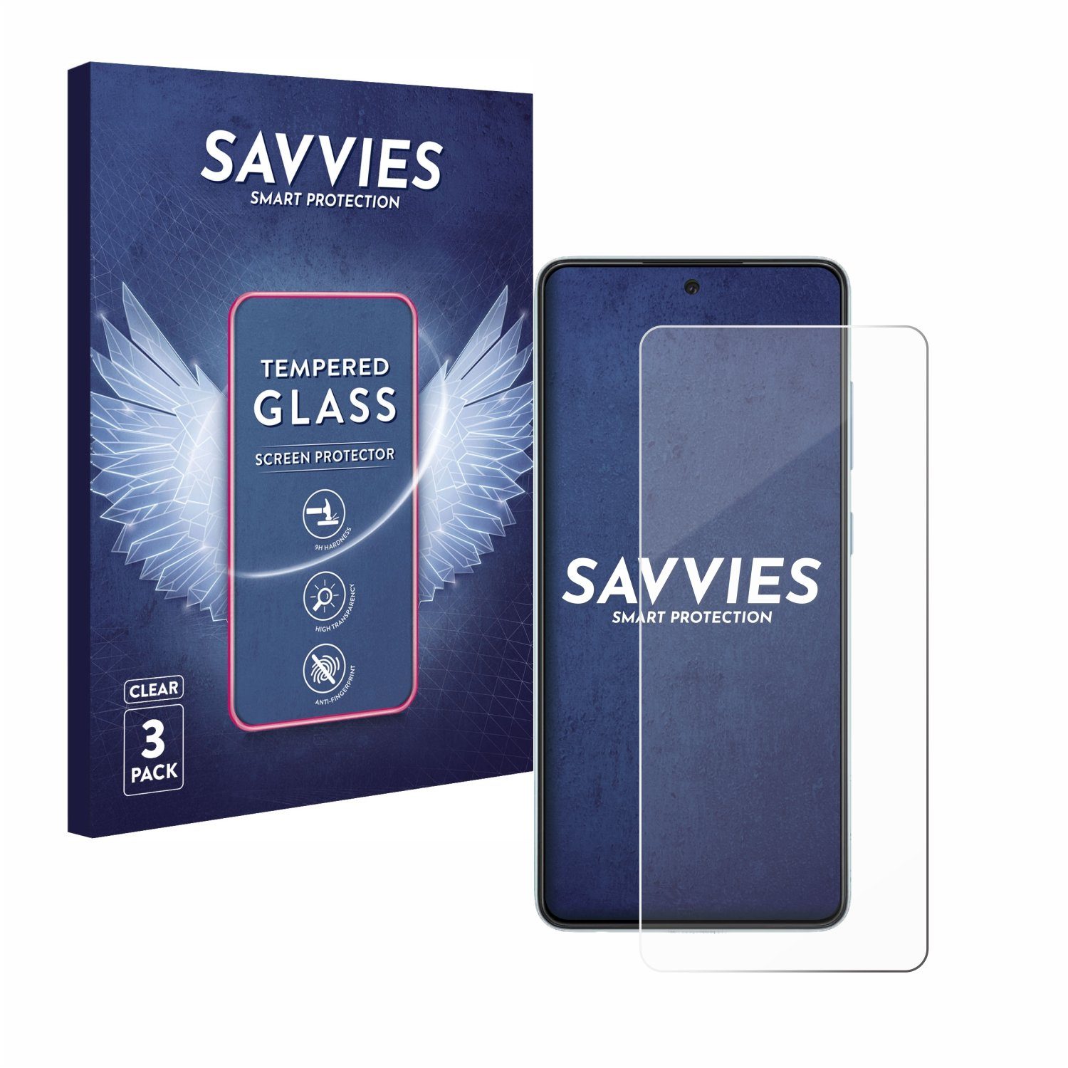 Savvies Displayschutzglas Schutzglas für Samsung Galaxy A52 5G, 3 Stück, Displayschutz 9H Glas Klar Transparent