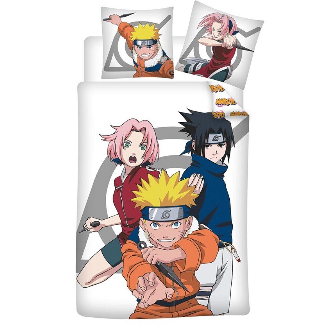 Naruto Bettwäsche Anime Naruto Kinder Bettwäsche Sakura Sasuke, PolyCotton, 2 teilig, Bettdeckenbezug: 135-140x200cm Kissenbezug: 65x65 cm
