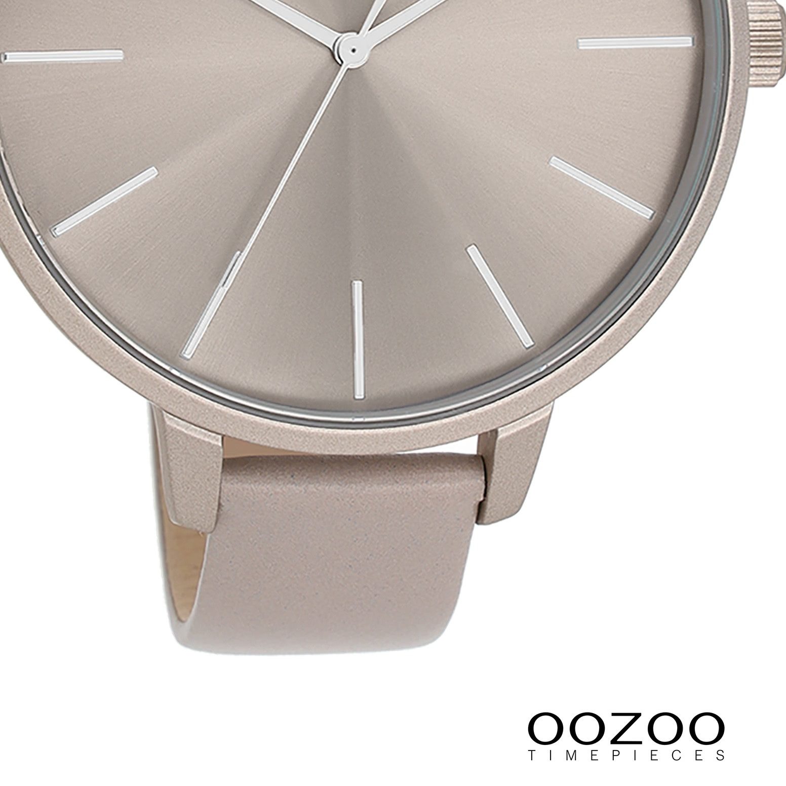 OOZOO Quarzuhr Oozoo Damen Armbanduhr Timepieces Analog, (Analoguhr), Damenuhr rund, extra groß (ca. 48mm) Lederarmband, Fashion-Style