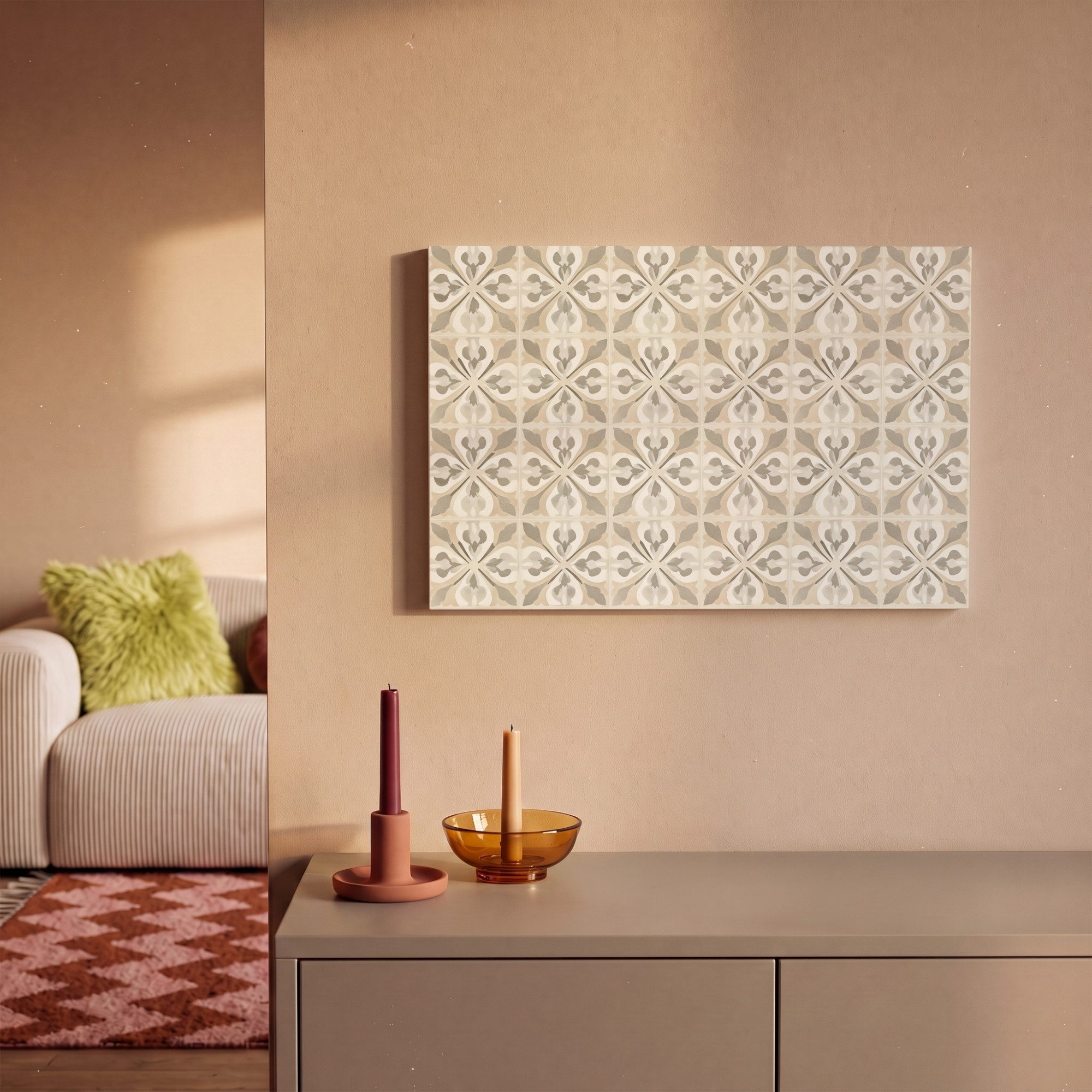 OneMillionCanvasses® Leinwandbild Fliese - Motiv - Beige, Fotodruck (1 St), Leinwand Bilder Klein, Wand Dekoration Aesthetic 30x20 cm – Bild 2 von 5