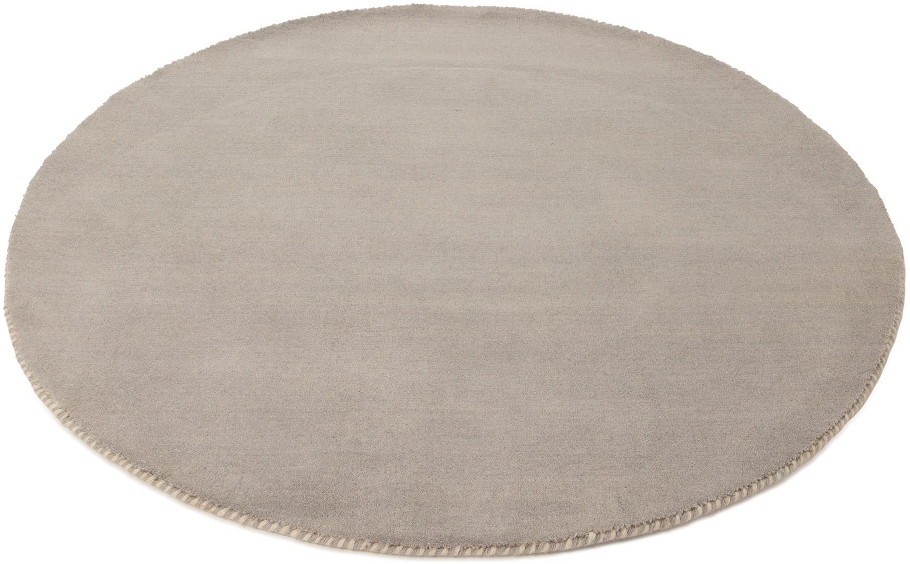 carpetfine Wollteppich Gabbeh Lola Uni, rund, Höhe: 14 mm, mit natürlichem Pflanzenmaterial von Hand gewebt, auch in Rund – Bild 3 von 5