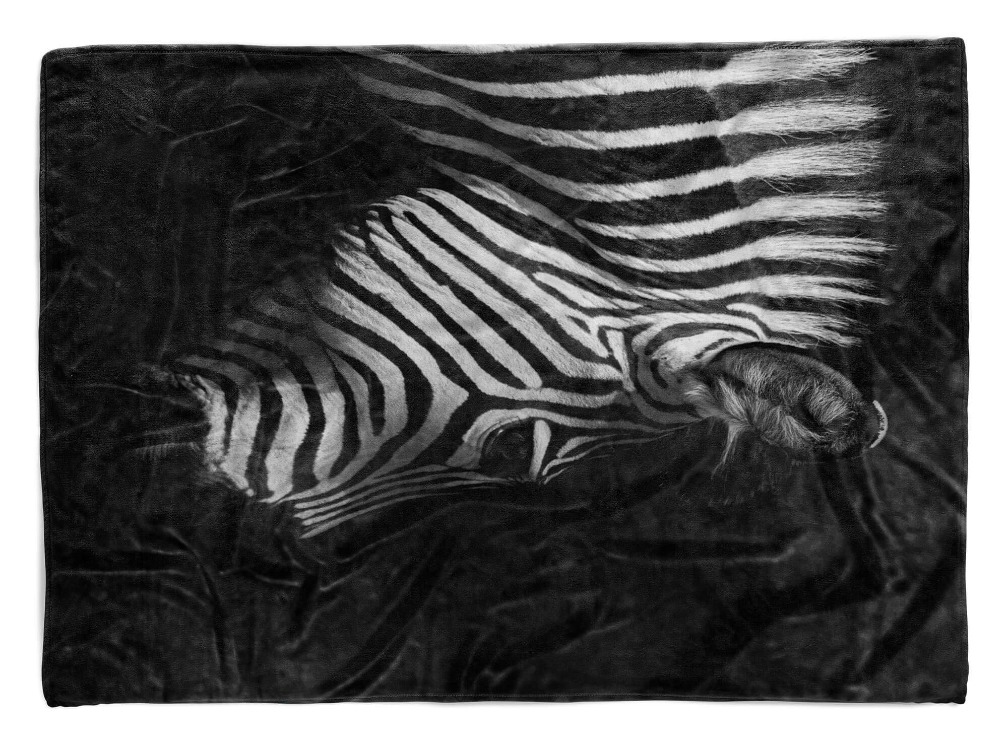 Strandhandtuch Saunatuch Weiß, Handtücher Sinus mit (1-St), Baumwolle-Polyester-Mix Zebra Schwarz Kuscheldecke Handtuch Art Tiermotiv Handtuch