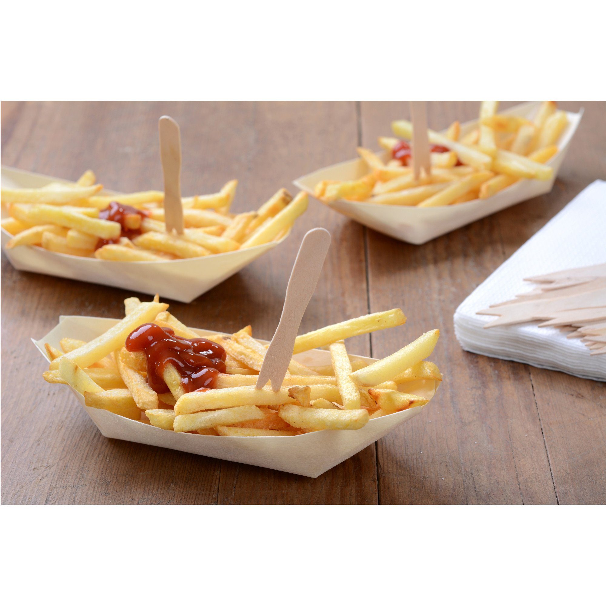 GRÄWE Einweggabel GRÄWE Einwegbesteck - Pommes Frites Gabeln, 85 mm lang, 500 Stück