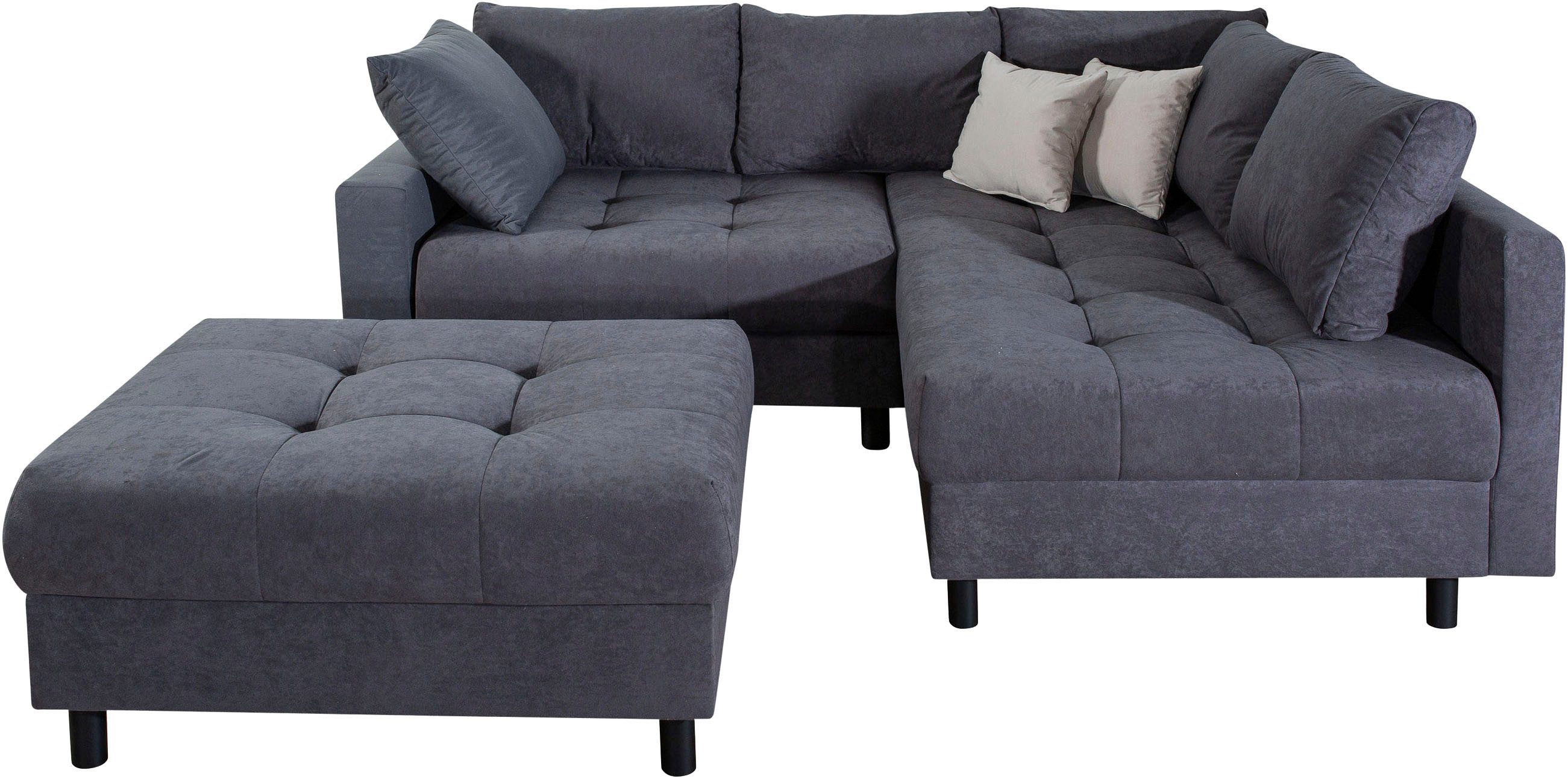 COLLECTION AB Ecksofa Toni L-Form, B: 215 cm, mit Hocker & 2 Zierkissen, Fe günstig online kaufen