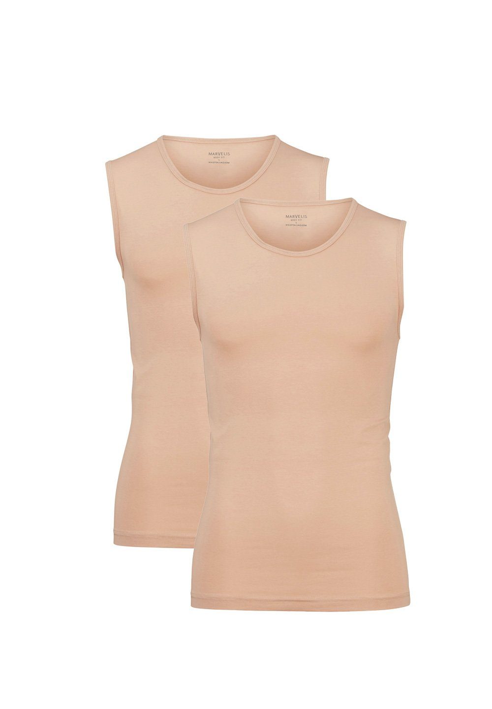 Fit Haut Unterziehen Body - zum Ideal (2-tlg) T-Shirt - Doppelpack T-Shirt - Tanktop/Rundhals MARVELIS