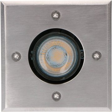 LED's light LED Einbaustrahler 1000528 Bodeneinbauleuchte, LED, Edelstahl quadrat 1x GU10 IP67 bis 1.5 t belastbar
