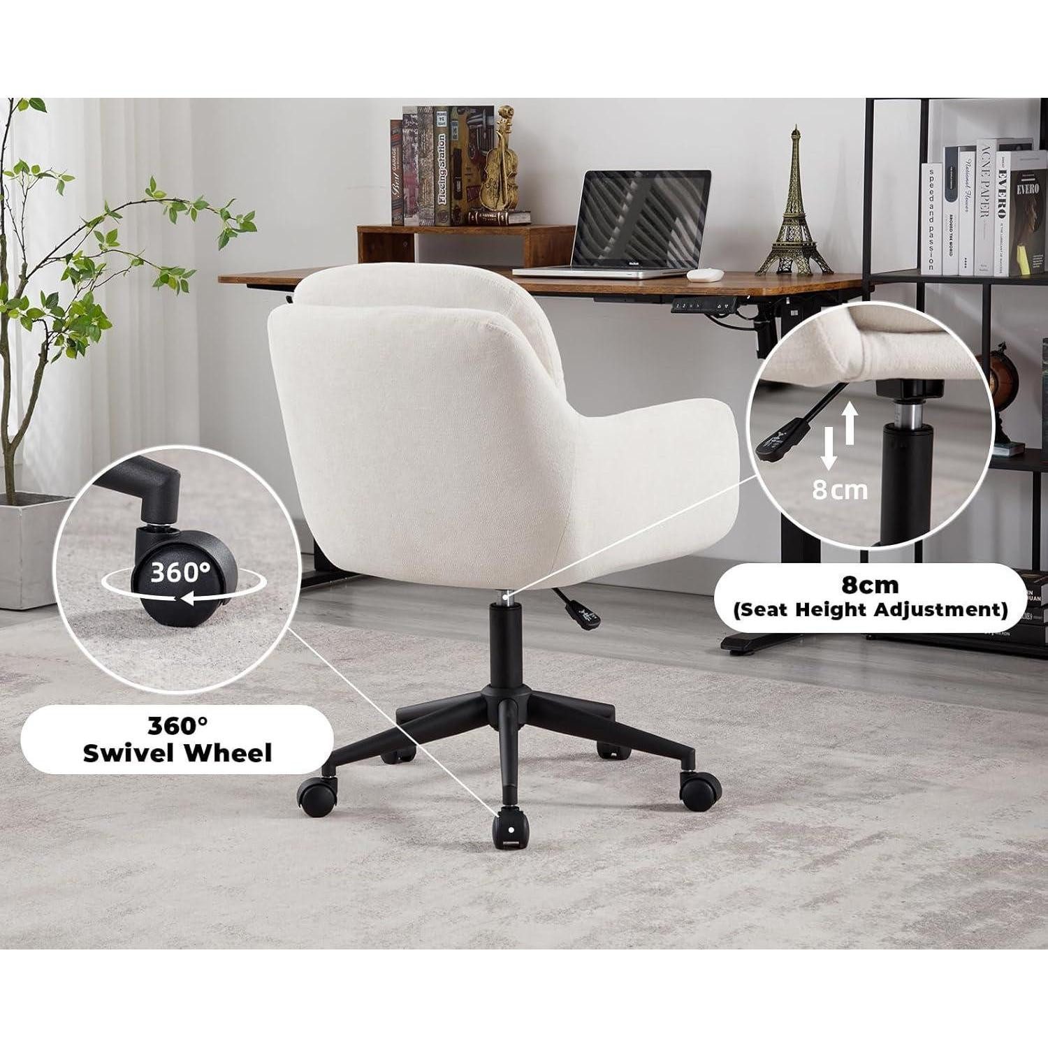 LuxusKollektion Schreibtischstuhl Moderner Chenille Bürostuhl mit Armlehnen, verstellbar, Beige