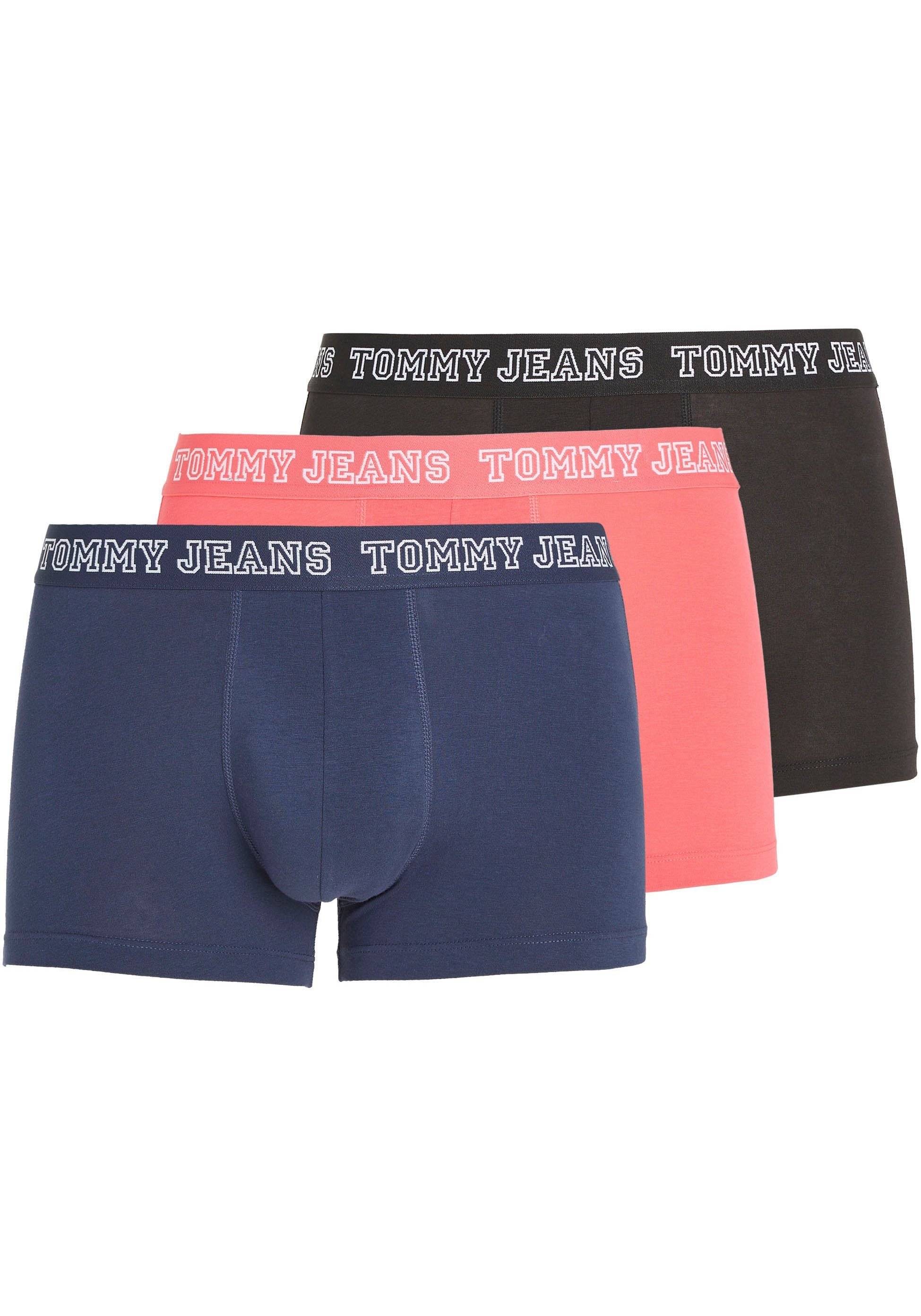 TRUNK Hilfiger 3er-Pack) Tommy Jeans mit Twilight/Laser-Pink/Black Tommy Underwear 3P DTM 3-St., Trunk (Packung, Logo-Elastikbund