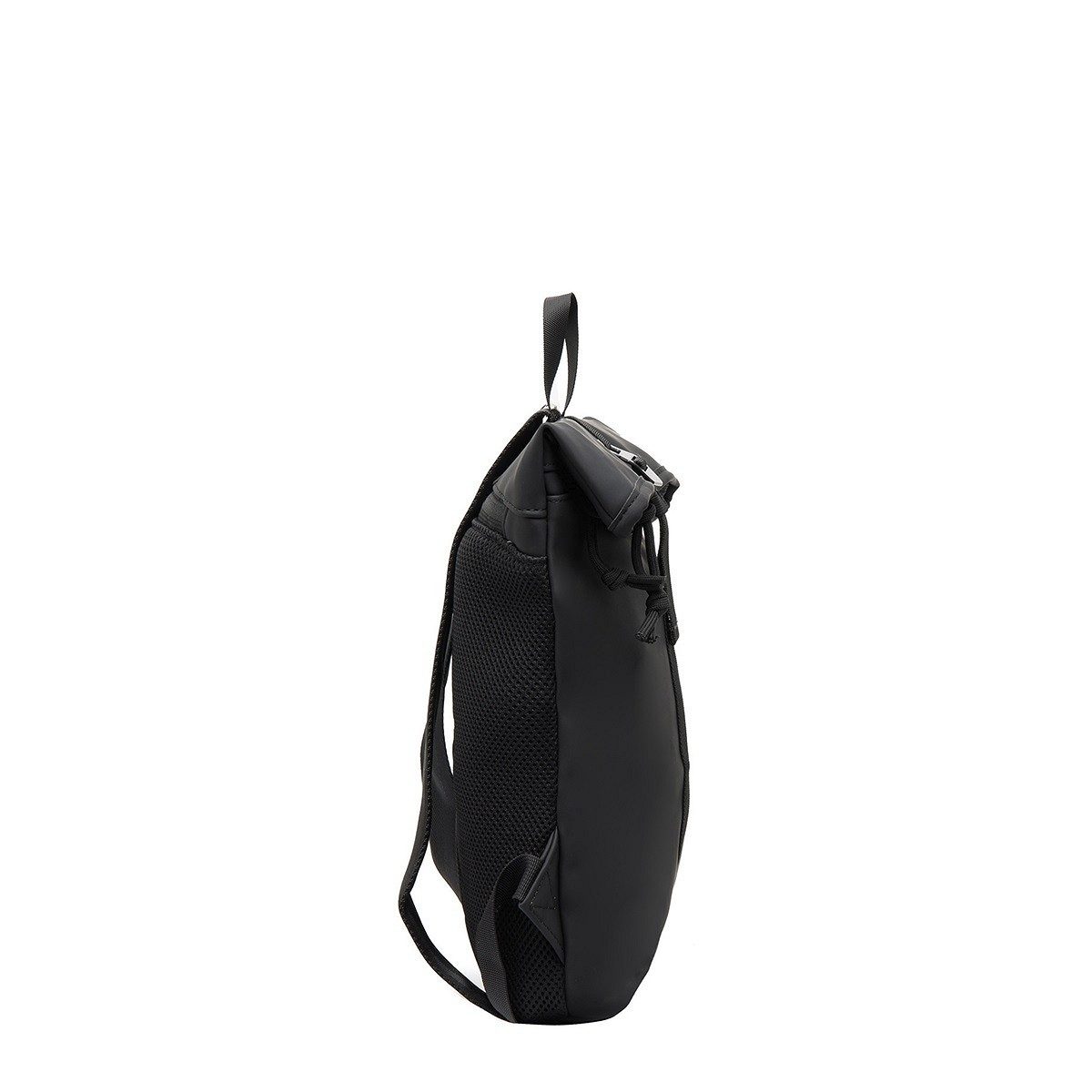 NEW REBELS Cityrucksack kleiner Roll Up RollTop Kurier Rucksack Mart Los Angeles, wasserabweisendes Planenmaterial, schwarz