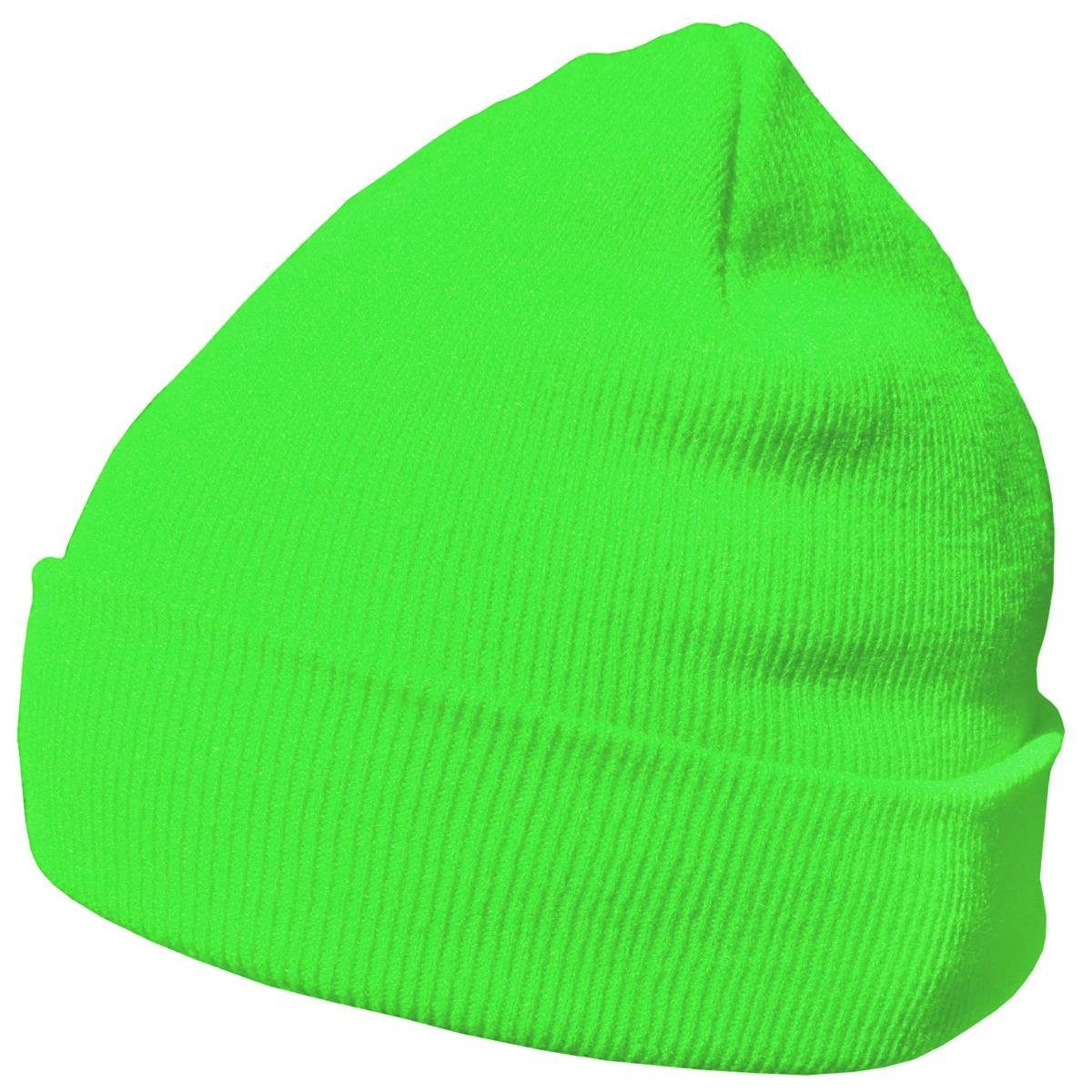 DonDon Beanie Mütze Beanie (Packung, 1-St) Wintermütze, klassisches Design, mit Krempe neongrün