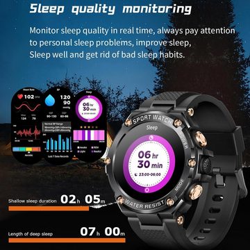YYKY Smartwatch (1,5 Zoll, Android iOS), Uhr für Blutzuckerspiegel Schlafmonitor Schrittzähler Thermometer SpO2
