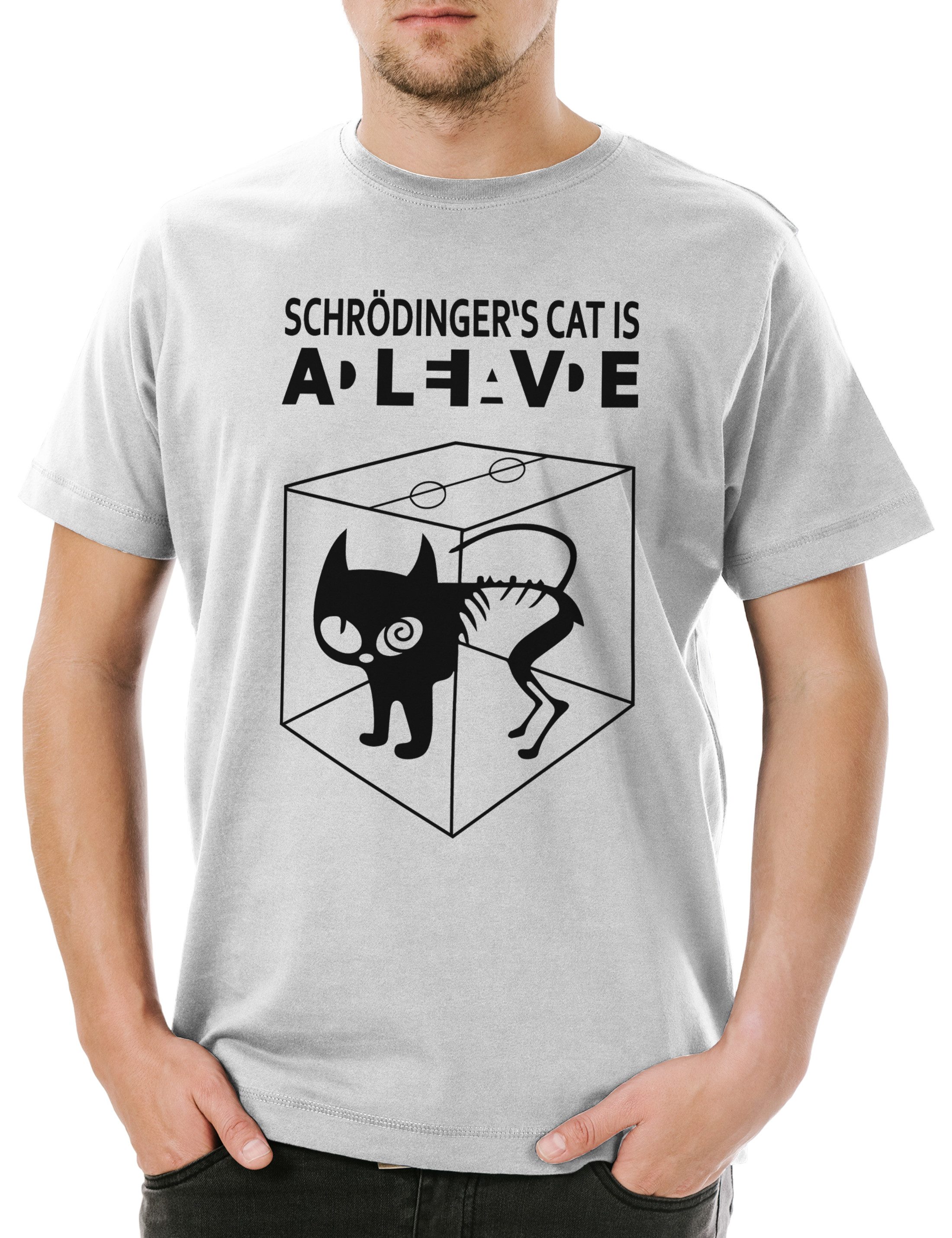 Print-Shirt Schrödinger's Cat Is Alive Dead I Herren T-Shirt The Big Schroedinger
