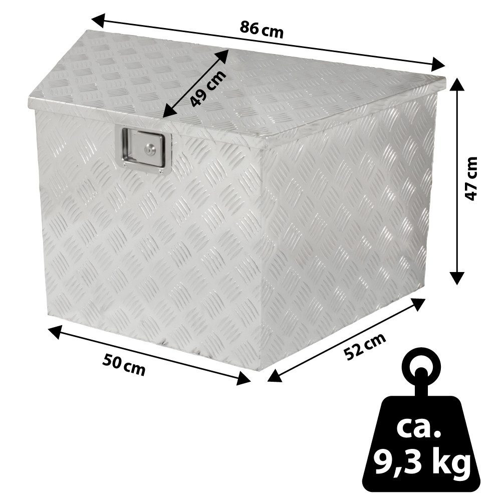 Trucky Anhänger-Deichselbox Truckbox Werkzeugbox Werkzeugkiste Anhängerbox Deichselbox 120 L Alu
