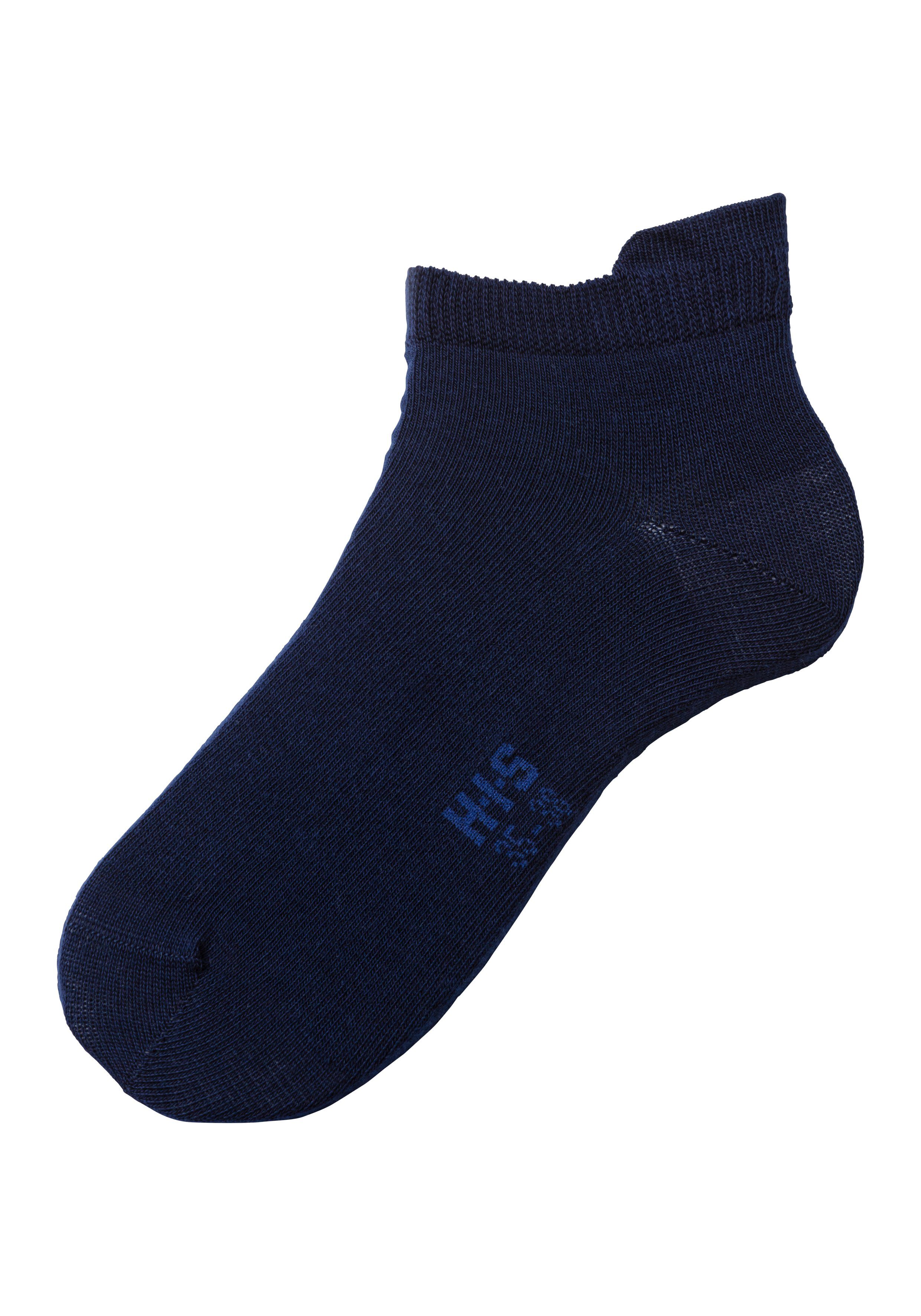 H.I.S Sneakersocken (Packung, Bündchen blau 2x 2x grau verlängertem 8-Paar) 2x hinten hell weiß, mit 2x meliert, marine