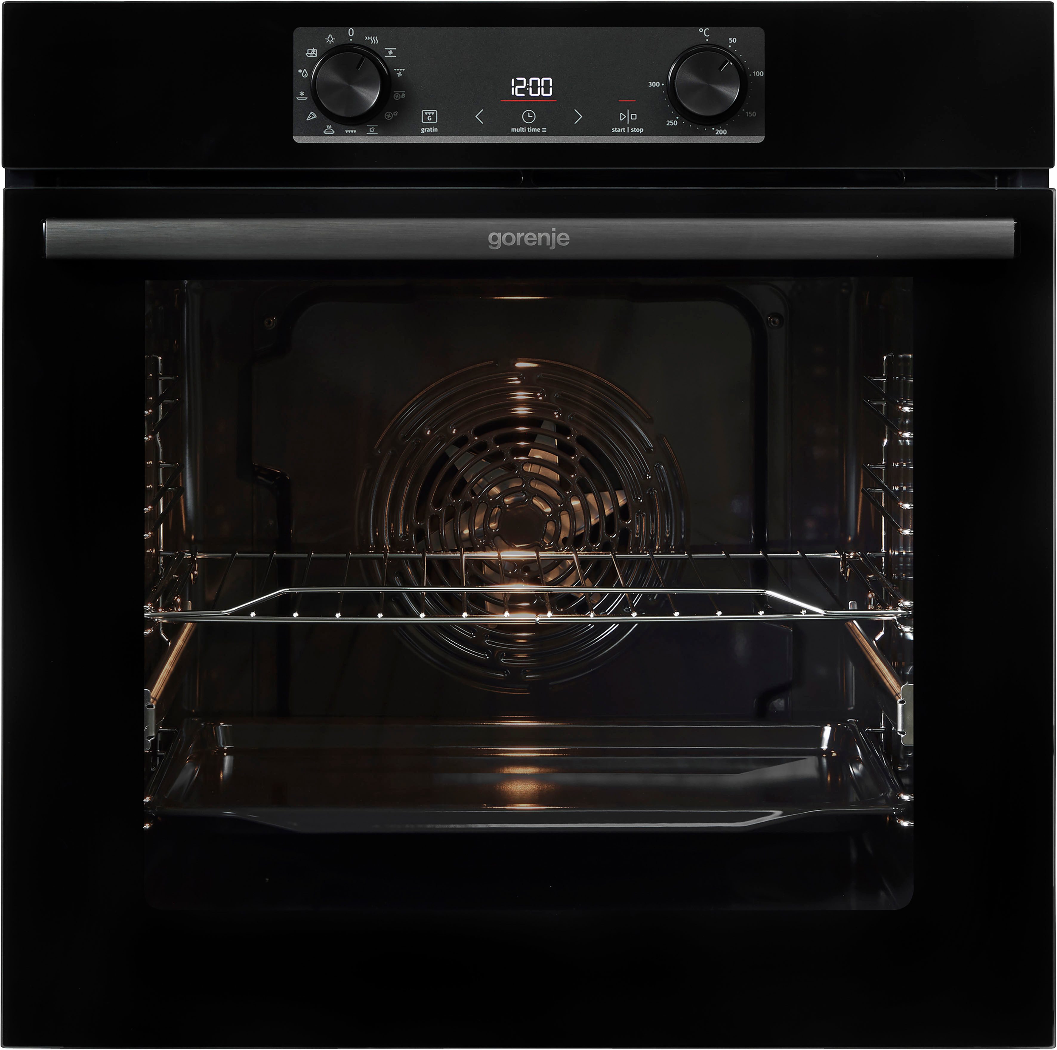 GORENJE Backofen-Set BLACKSET2, mit 1-fach-Teleskopauszug, Aqua Clean, Pizzafunktion mit 300 °C – perfekt für Pizza, Focaccia und mehr!