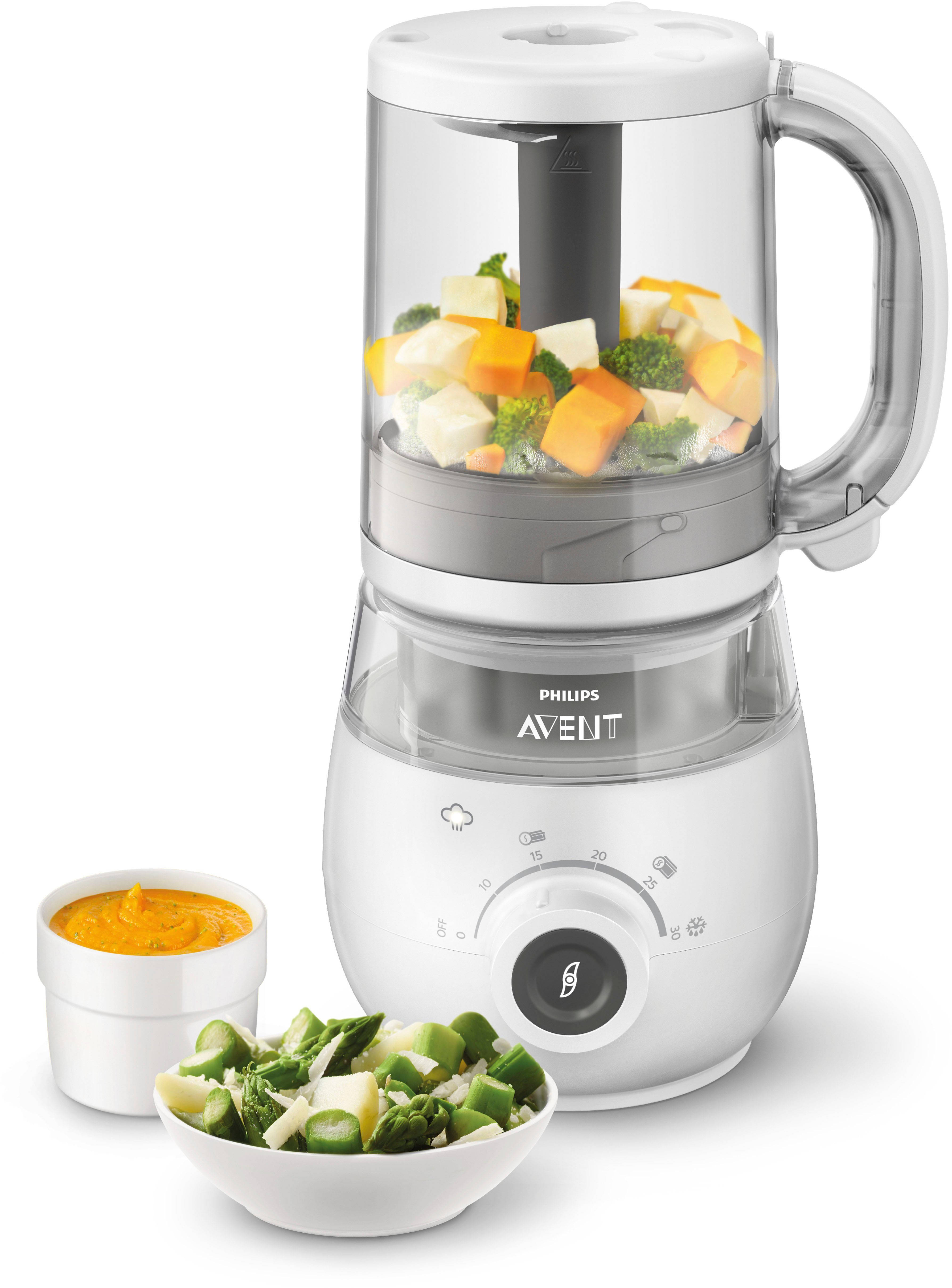 Philips AVENT Babynahrungszubereiter, 400 W, 4-in-1 Funktion, Dampfgaren, Mixen, Auftauen Aufwärmen