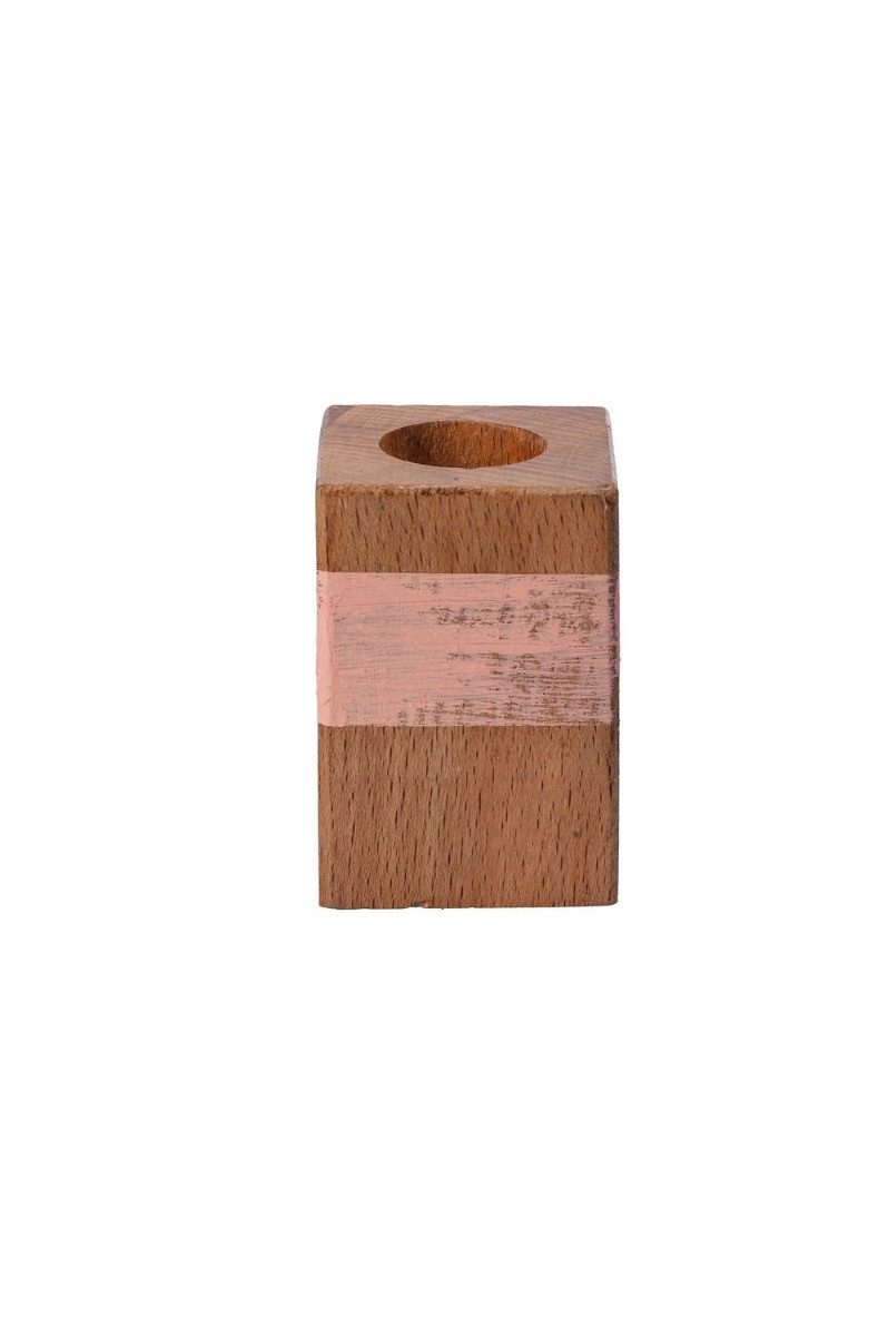 INNA-Glas Kerzenhalter Holz Kerzenleuchter KARLINA für Stabkerzen bis ca. Ø2,5cm, Natu