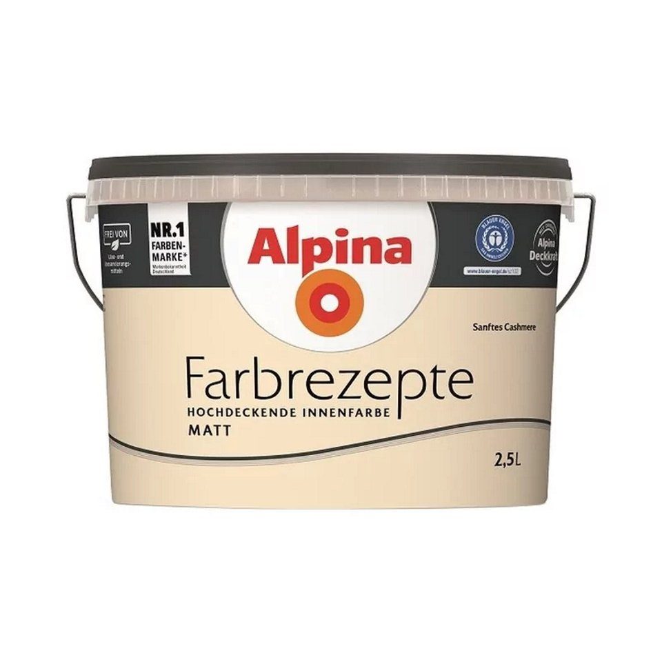 Alpina Wand- und Deckenfarbe Farbrezepte 2,5 L. Wandfarbe Sanftes Cashmere