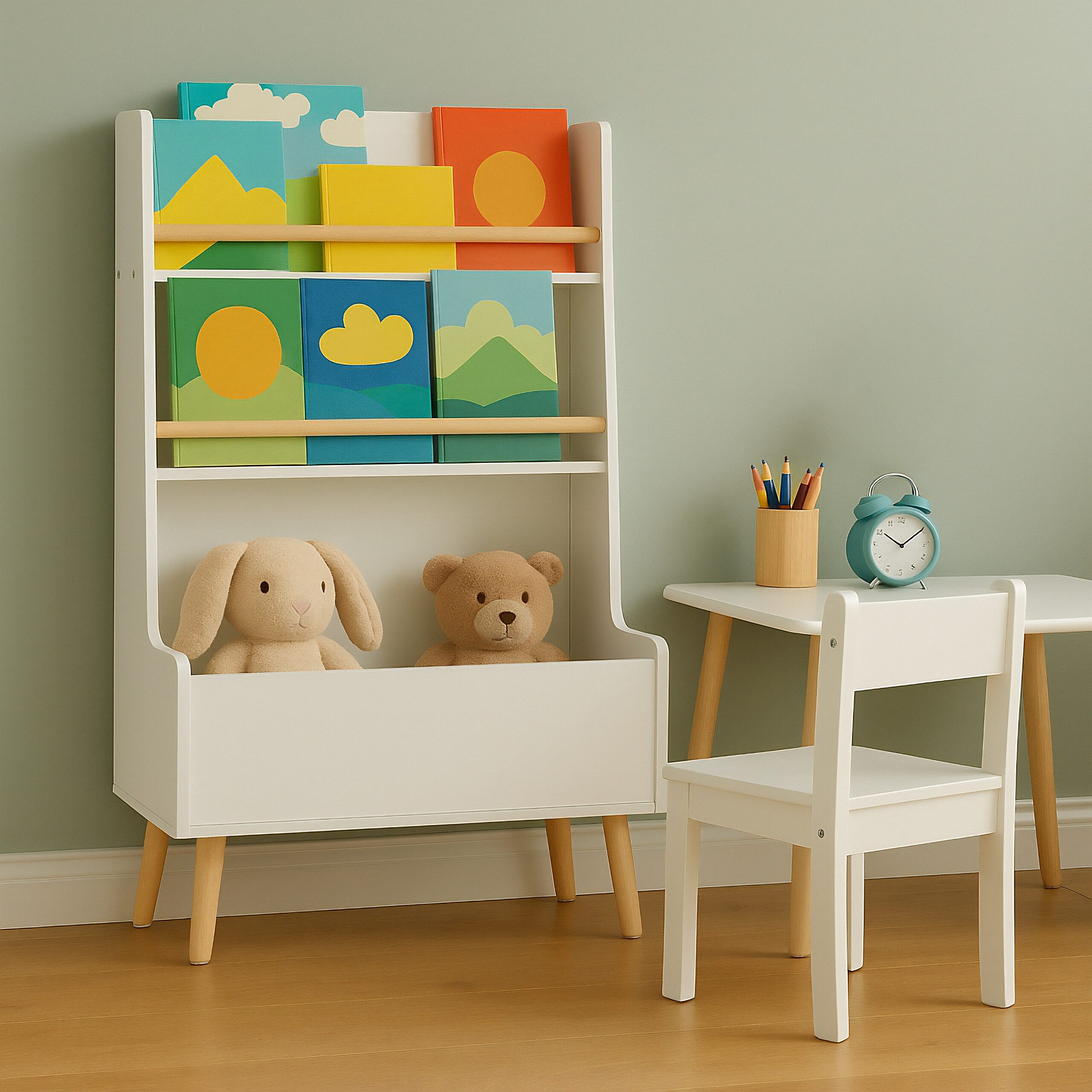 relaxdays Kinderregal für Bücher und Spielzeug, weiß