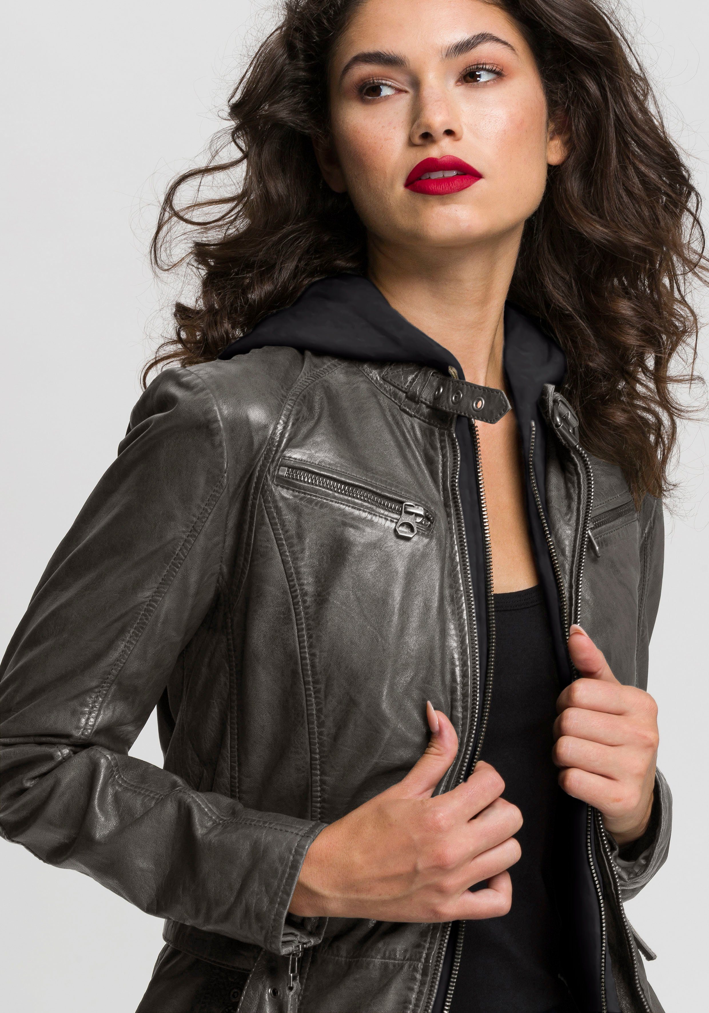 Mauritius Ledermantel BENTE2 (mit Gürtel) lange Lederjacke mit Gürtel & abnehmbarem Kapuzen-Inlay