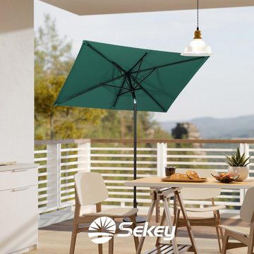 Sekey Sonnenschirm 180 x 130 cm Sonnenschirm für Balkon, Terrasse und Garten, UPF 50+, LxB: 180,00x130,00 cm, Kippbar, Lüftungsschlitz, rechteckig