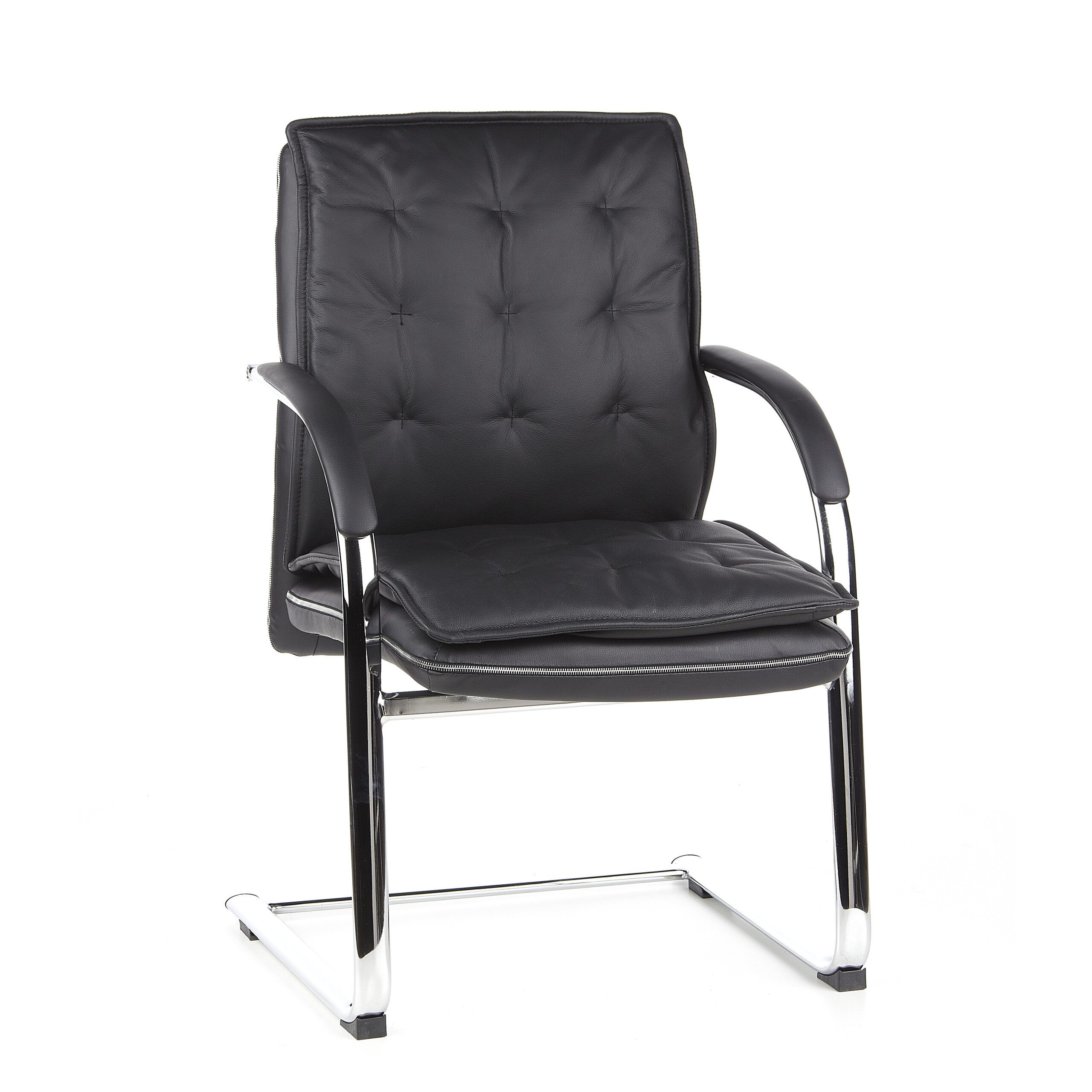 hjh OFFICE Freischwinger Freischwinger VILLA V Leder mit Armlehnen (1 St), 1