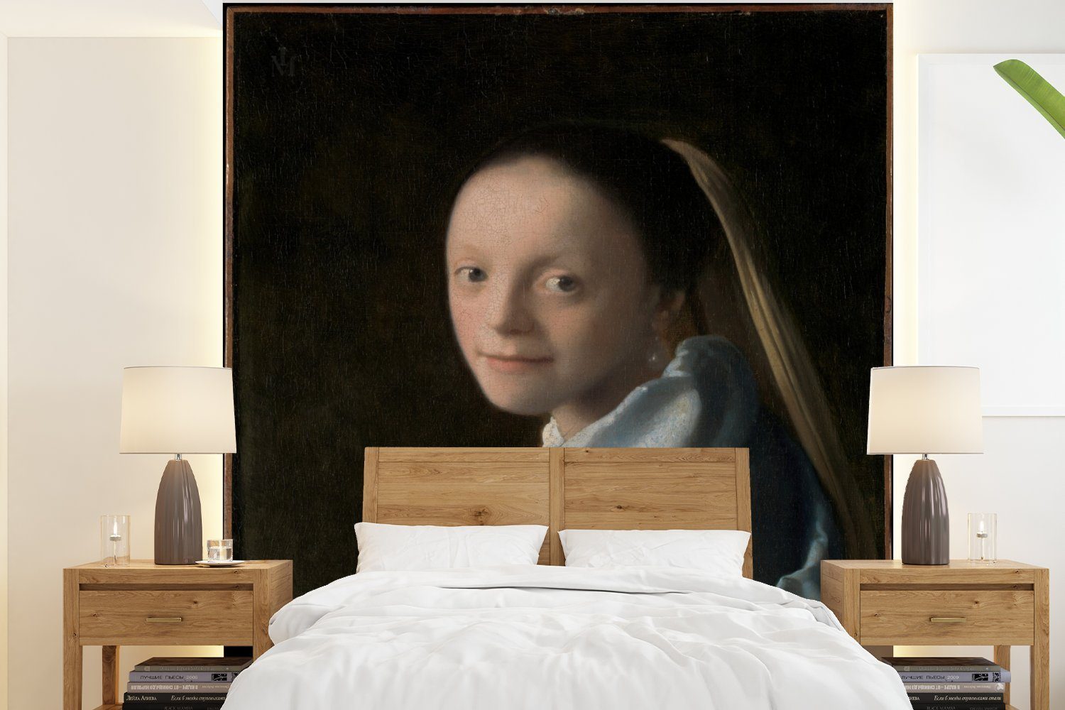MuchoWow Fototapete Kopf eines Mädchens - Johannes Vermeer, Matt, bedruckt, (4 St), Vliestapete für Wohnzimmer Schlafzimmer Küche, Fototapete