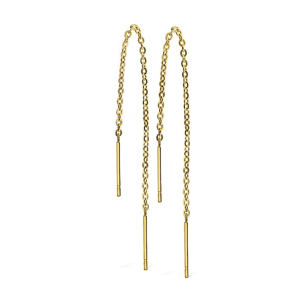 viva-adorno Paar Ohrhänger Durchzieher Ohrringe Hänger Ketten Chirurgenstahl, Edelstahl in 2 verschiedenen Designs