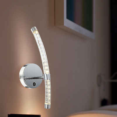 Globo LED Wandleuchte, LED-Leuchtmittel fest verbaut, Neutralweiß, Wandleuchte Wandlampe Touchdimmer LED Wohnzimmerleuchte Glas Chrom