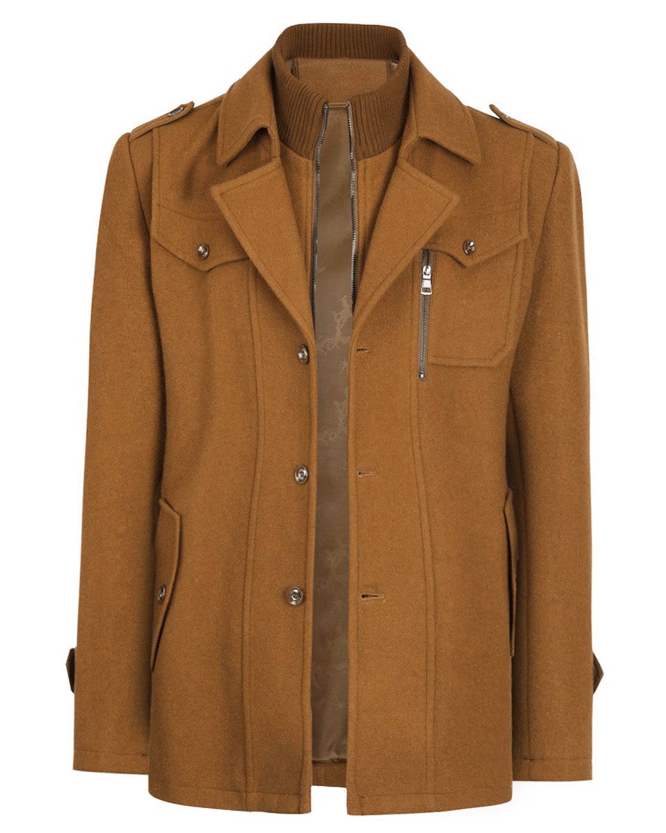 Allthemen Kurzmantel Herren Wollmix Mantel mit abnehmbarem Reverskragen günstig online kaufen