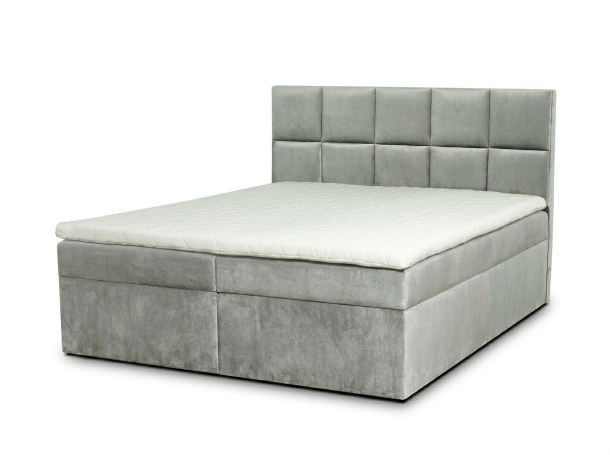 JVmoebel Boxspringbett Graues Bett 200 × 200 Doppelbett mit Matratze und Stauraum, Made in Europa