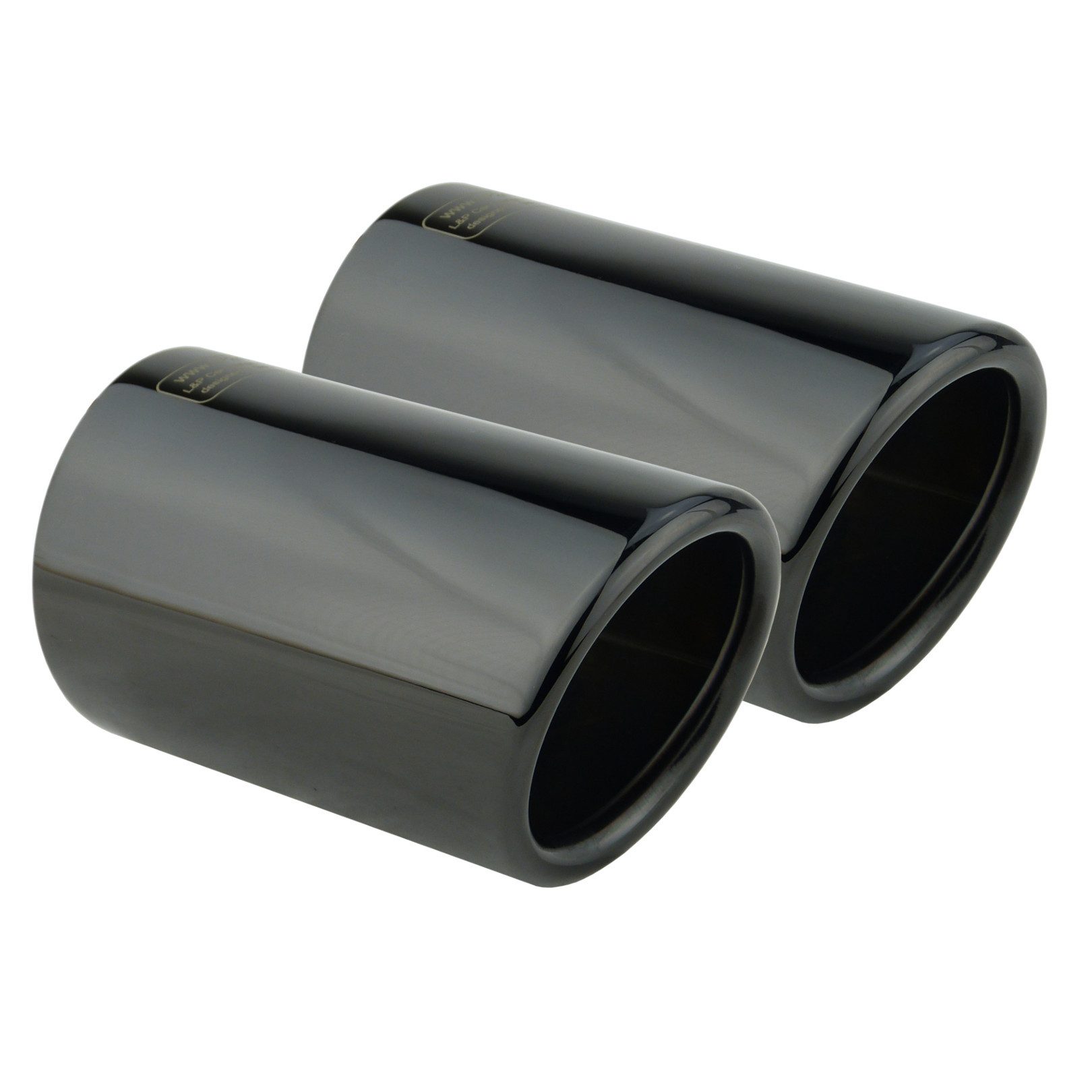 L & P Car Design Auspuff-Flexrohr Auspuffblenden Edelstahl Schwarz Chrom für VW Tiguan 5N Audi Q3, 74 mm