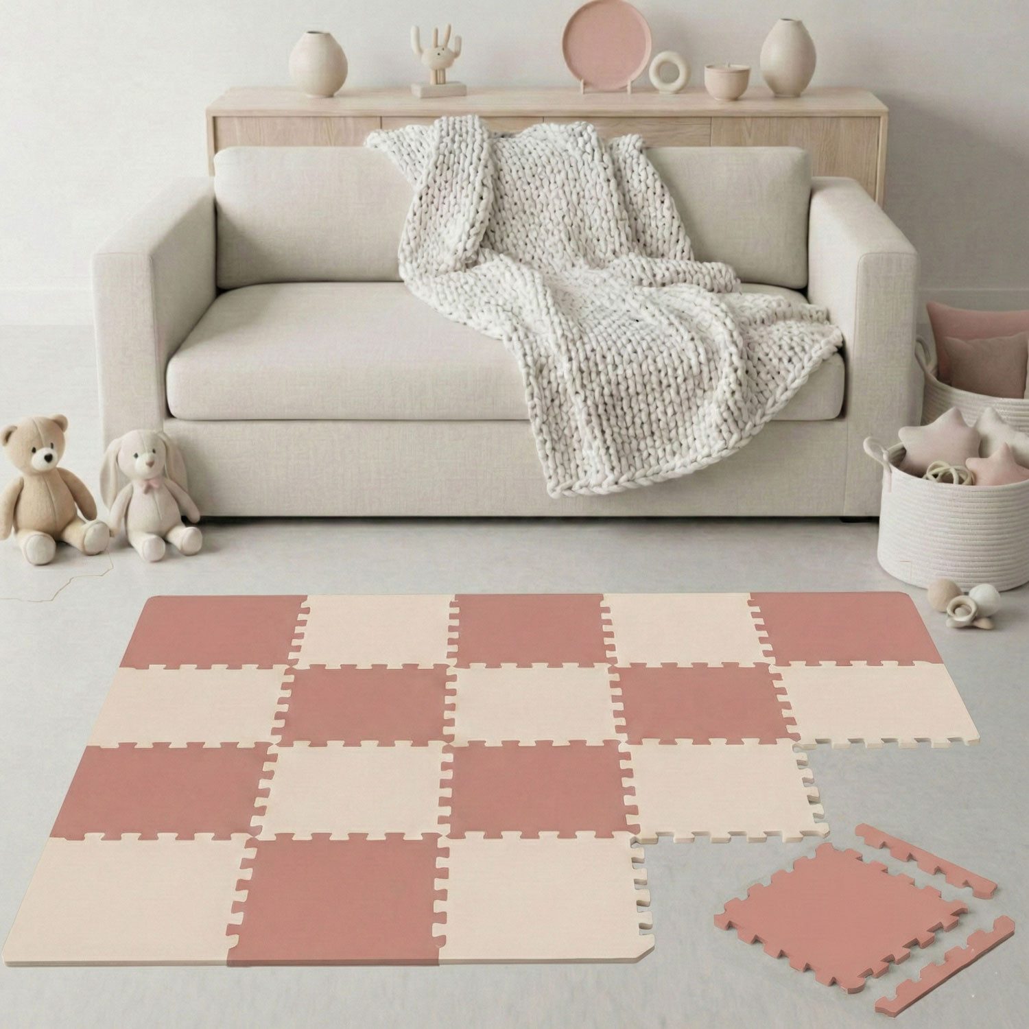 LittleTom Puzzlematte ab dem 1. Tag - 18 Teile Baby Spielmatte - 30 x 30 Kinder Krabbelmatte, Spielunterlage für Babys und Kleinkinder - Kinderzimmer Puzzleteppich