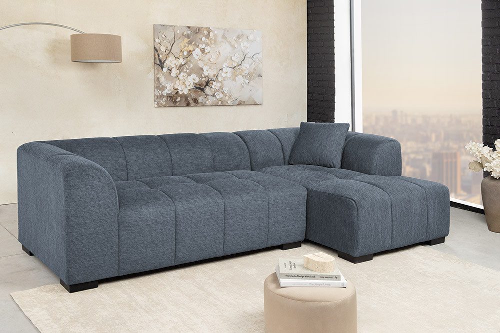 riess-ambiente Ecksofa CITY 240cm blau Strukturstoff günstig online kaufen