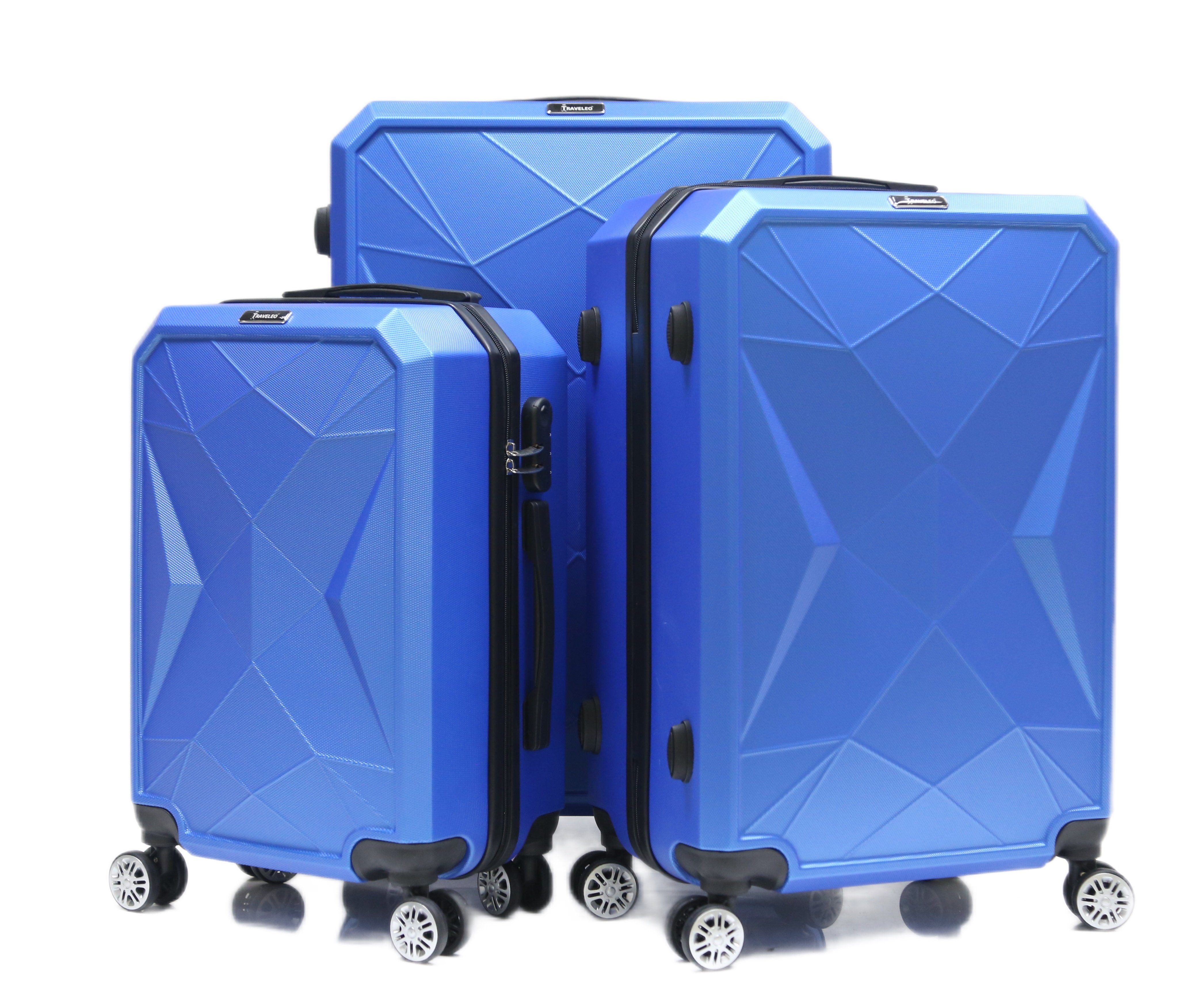 Cheffinger Kofferset Handgepäck 3 Hartschale tlg Gepäck Koffer Reisekoffer Blau Reisetasche