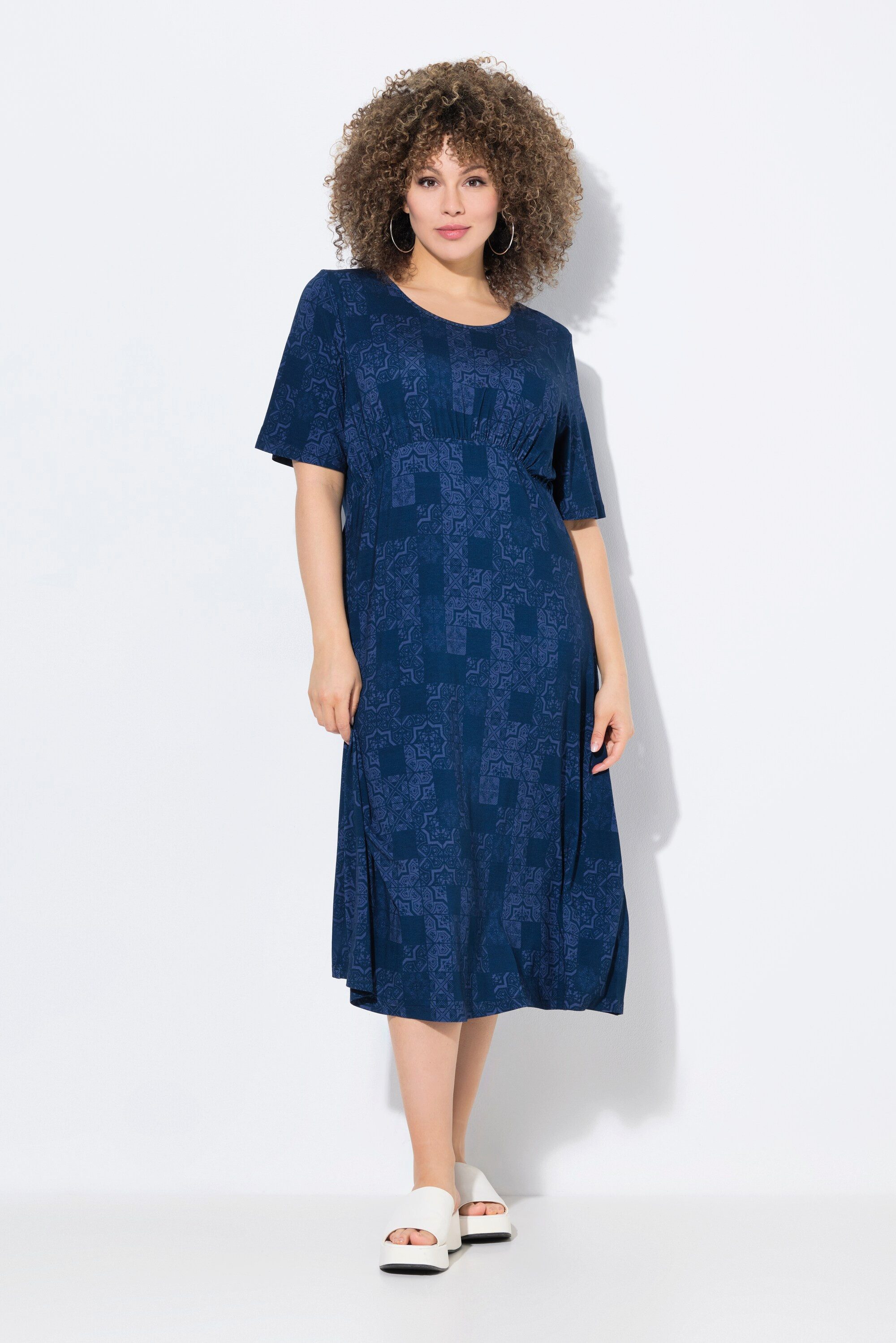 Ulla Popken Jerseykleid Jerseykleid A-Linie Rundhals günstig online kaufen