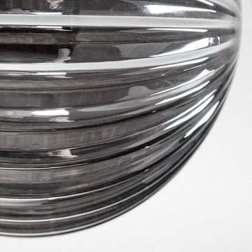 hofstein Deckenleuchte Deckenlampe aus Metall/Riffelglas in Schwarz/Rauchfarben, ohne Leuchtmittel, Leuchte mit Schirmen aus Glas (12 cm), 8 x G9, ohne Leuchtmittel