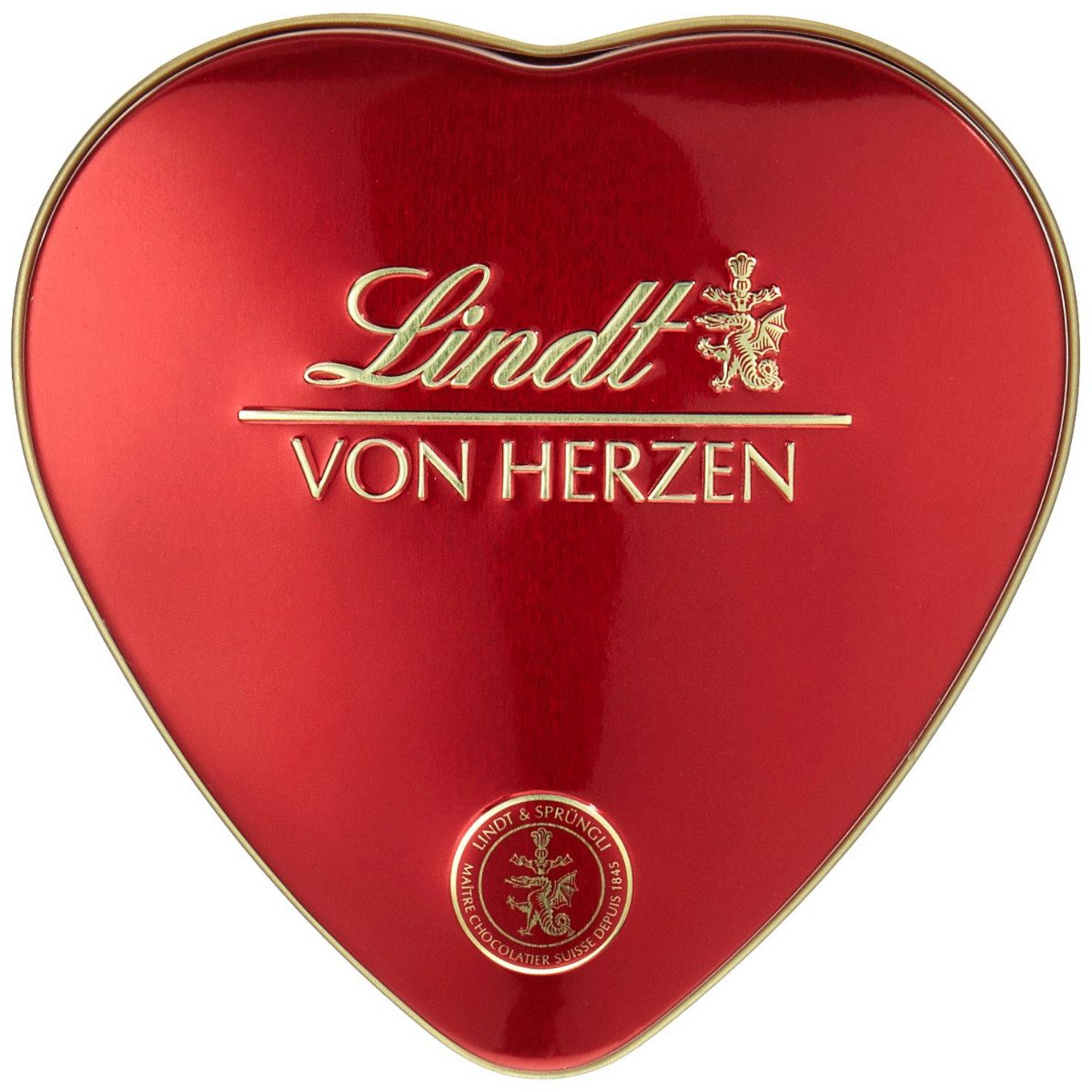 LINDT Schokolade, Lindt Von Herzen Pralinenmischung in Metall Herz Dose Geschenk 30g